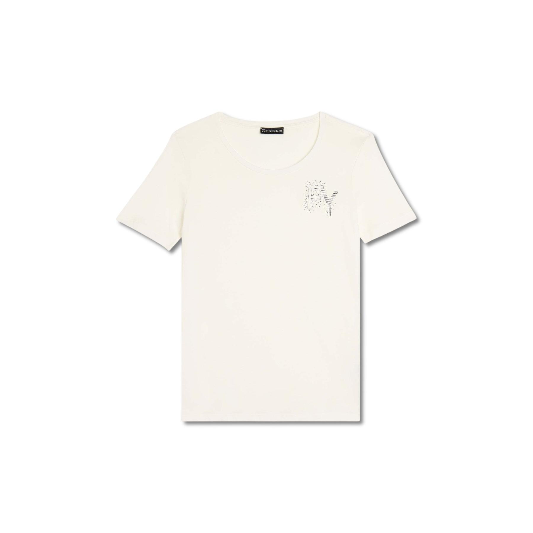 8034170196111 - Damen T-Shirt mit Brustlogo aus Jersey College Luxe 8034170196111 - Damen T-Shirt mit Brustlogo aus Jersey College Luxe