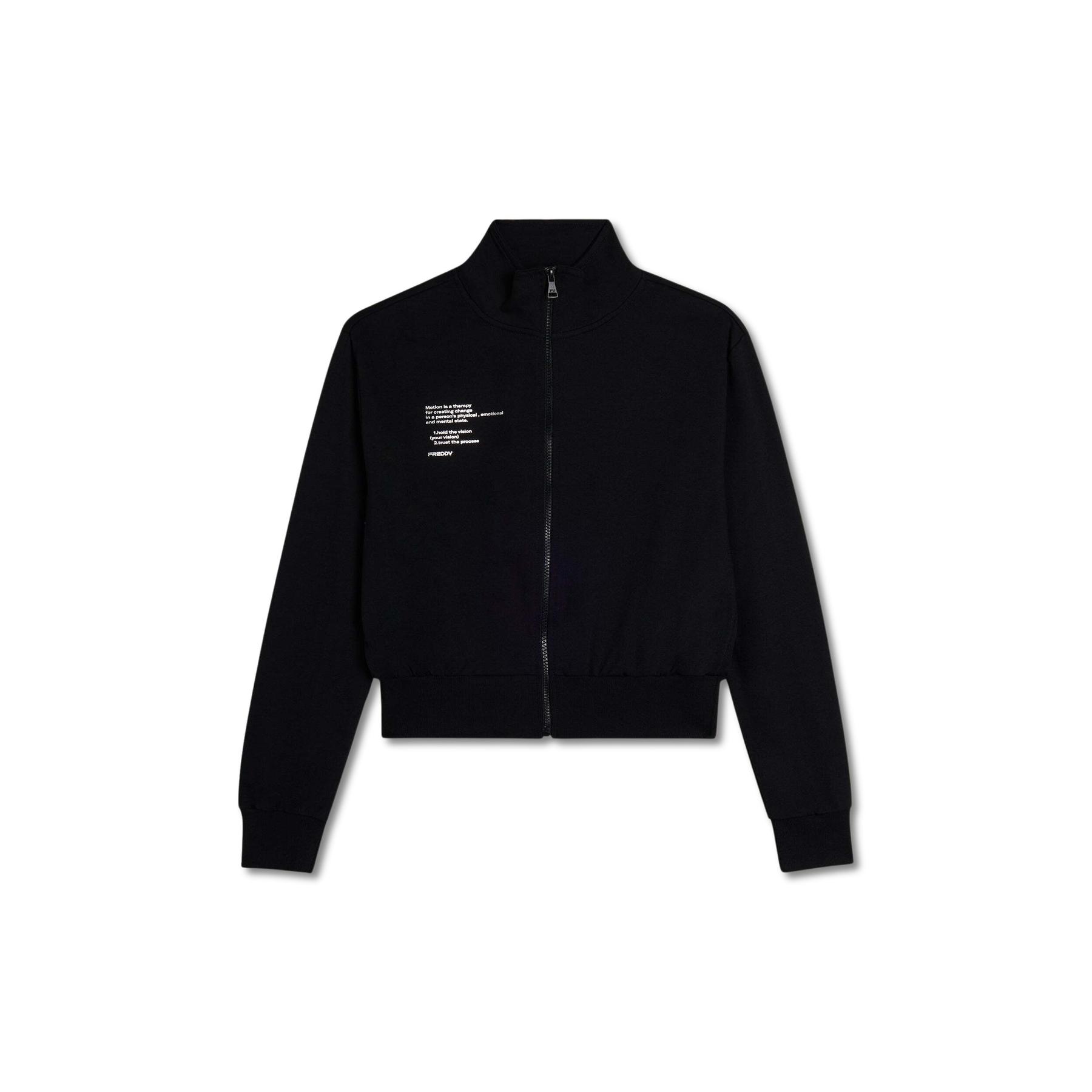 8034170734856 - Damen Pullover mit Volant und durchgehendem Reißverschluss Freddy