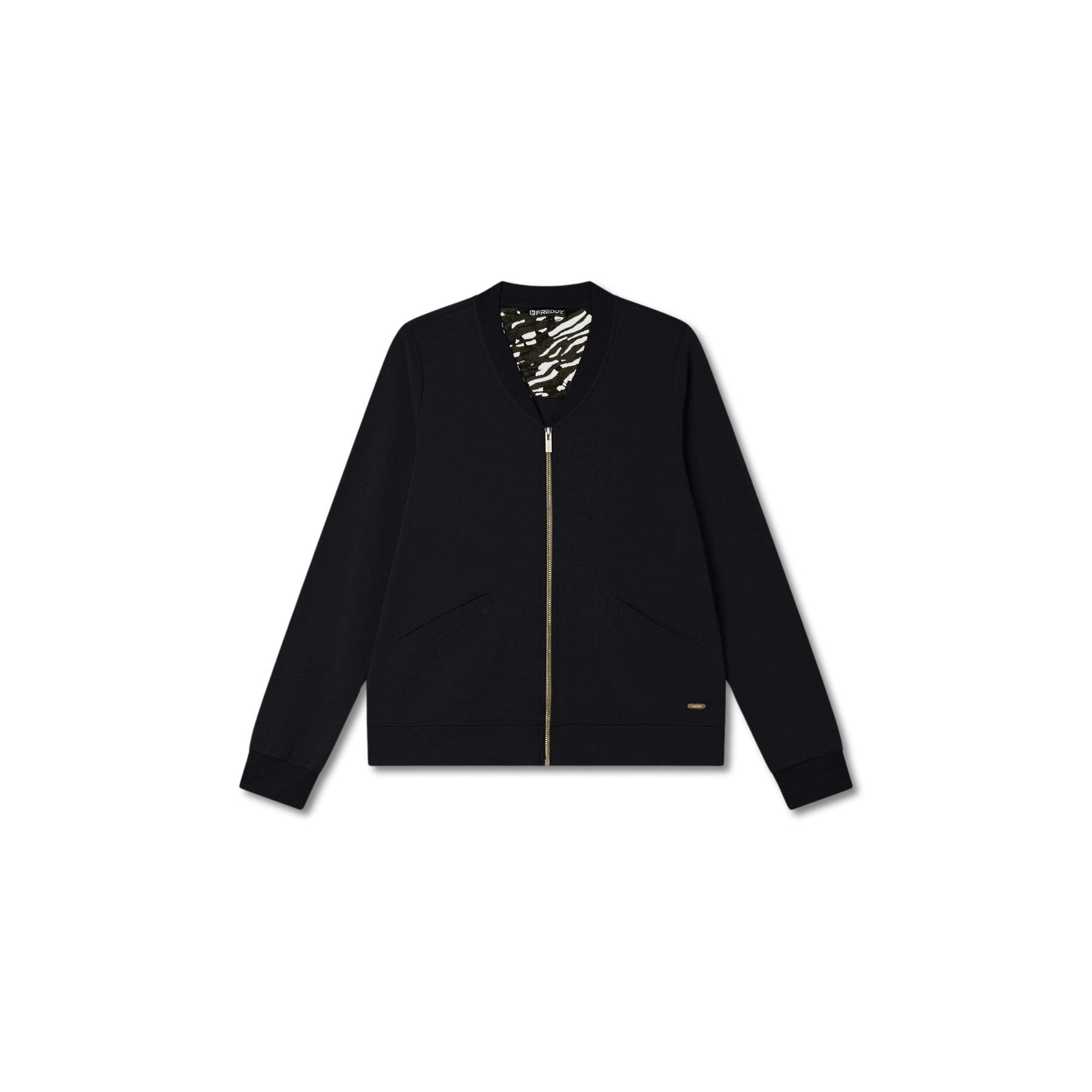 8034170200283 - Damen Sweatshirt mit durchgehendem Reißverschluss und Rippkragen Freddy