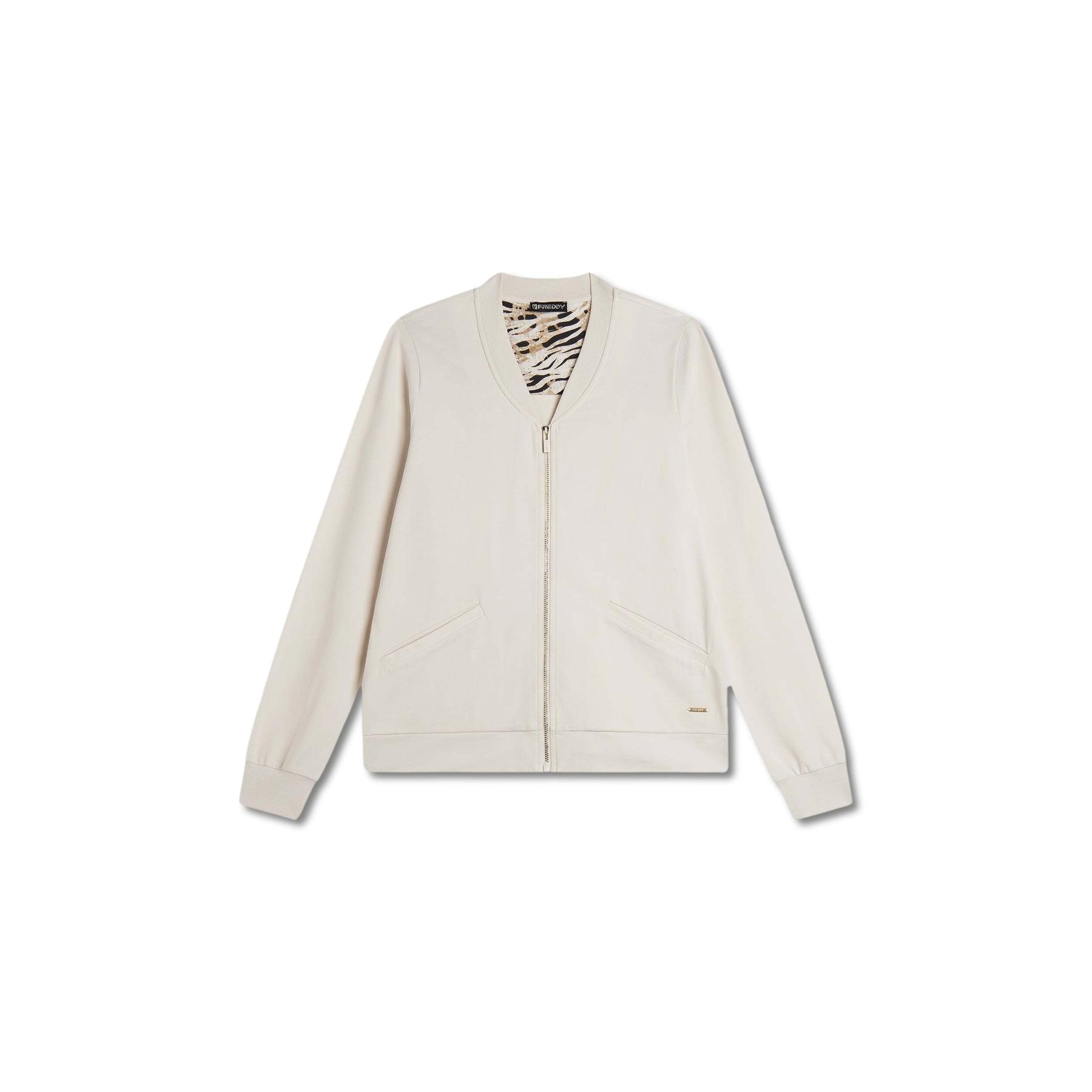 8034170088898 - Damen Sweatshirt mit durchgehendem Reißverschluss und Rippkragen Freddy 8034170088898 - Damen Sweatshirt mit durchgehendem Reißverschluss und Rippkragen Freddy