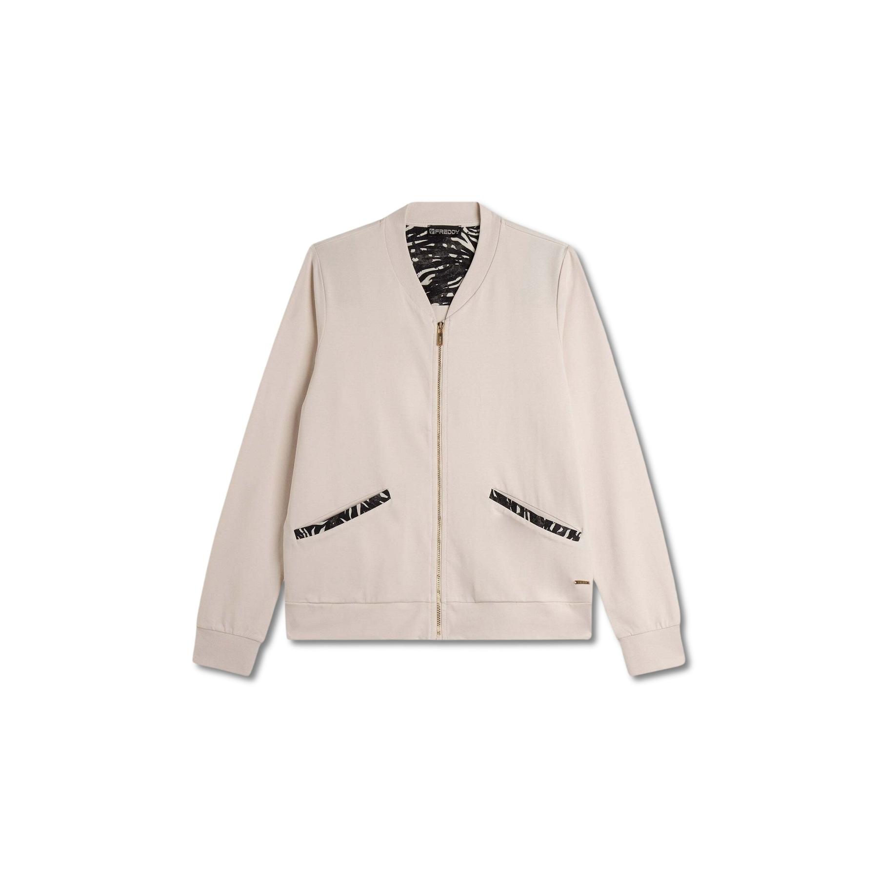 8034170200559 - Damen Sweatshirt mit durchgehendem Reißverschluss und Rippkragen Freddy 8034170200559 - Damen Sweatshirt mit durchgehendem Reißverschluss und Rippkragen Freddy