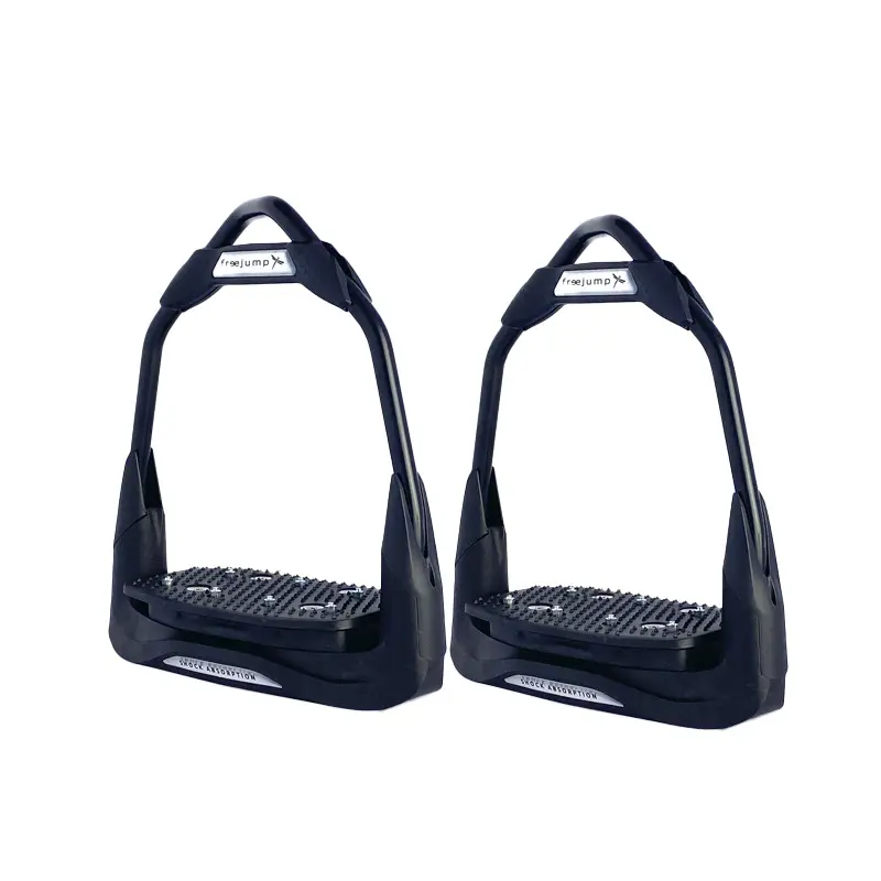 Comparer les prix de Étriers équitation Freejump Air’s Full Black (plancher 0° œil 30°)