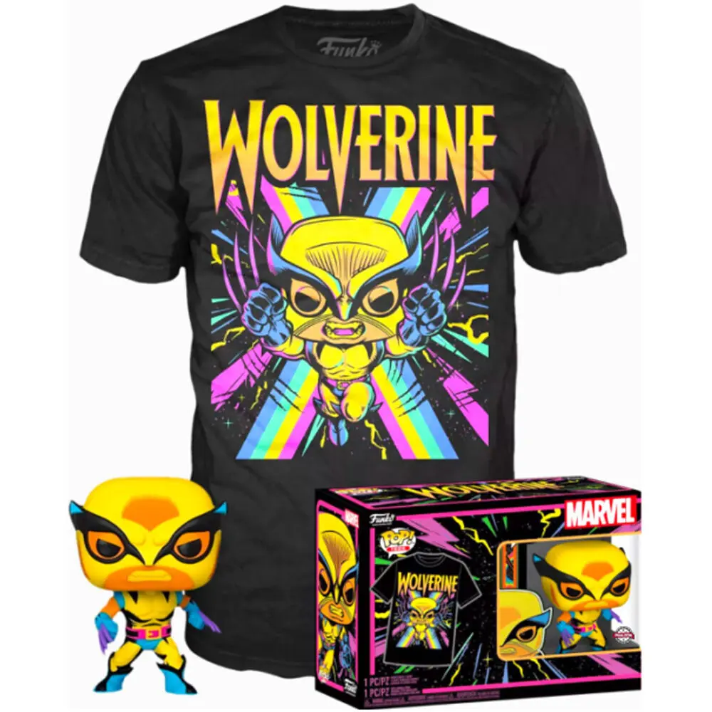 0889698551403 - Figurine POP & T-shirt Marvel Wolverine Black Light