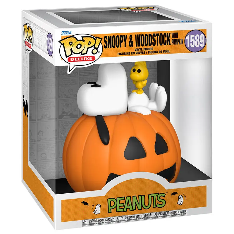 0889698813679 - Figurine Pop Deluxe Peanuts Snoopy &  Woodstock with Pumpkin