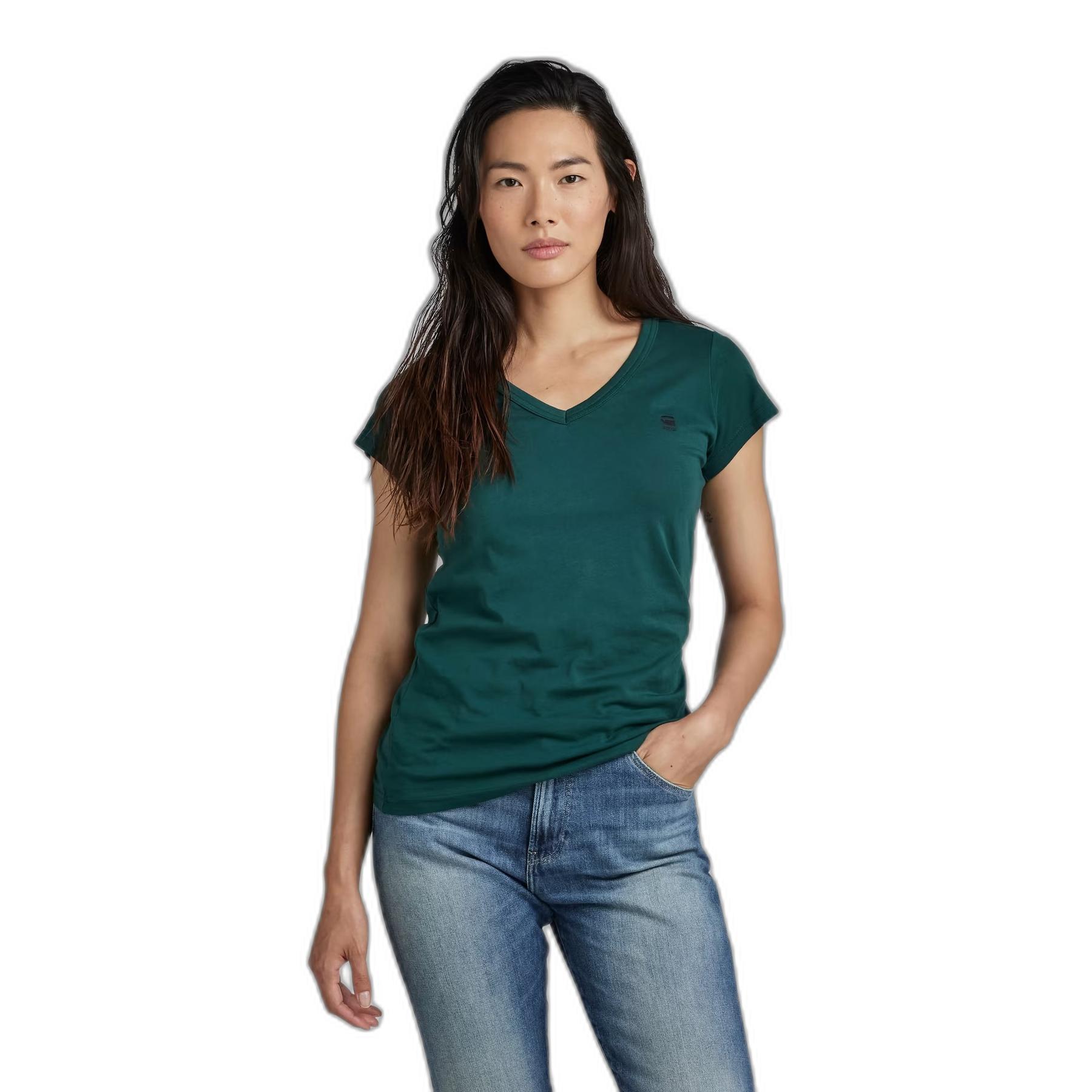 8720346264585 - Eyben Slim V-Neck Top - Grün - Damen