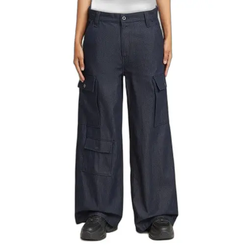 Pantaloni cargo in jeans con zip donna  Mega