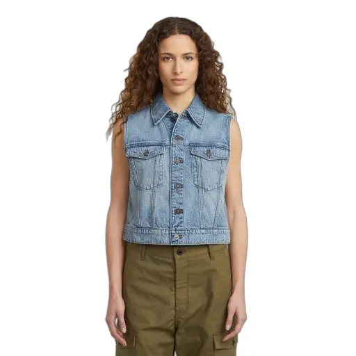 Giacca di jeans senza maniche da donna  Shrunken