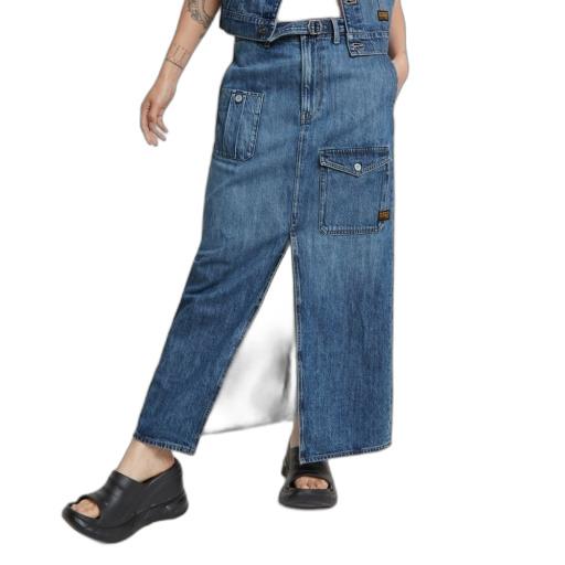 8720705668375 - Lange Jeans-Cargorock mit Gürtel für Damen G-Star