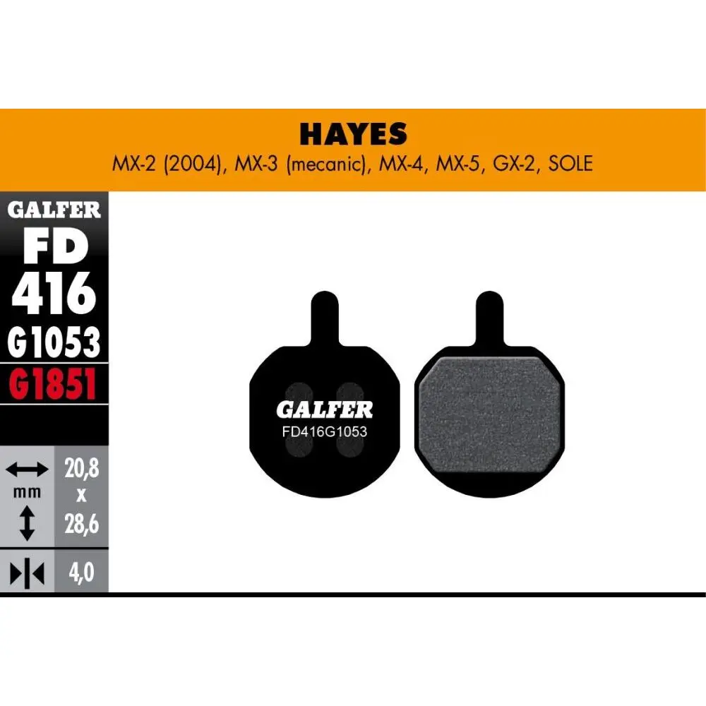 Bremsbelag Galfer Hayes Mx-2 (04) Mx-3 (Mec) Mx-4 Mx-5 Gx-2 Sole