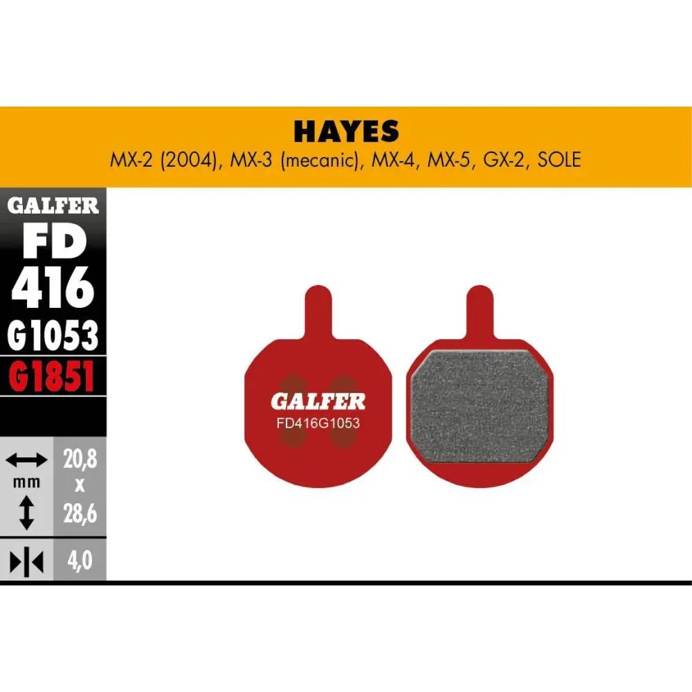 Bremsbelag Galfer Hayes Mx-2 (04) Mx-3 (Mec) Mx-4 Mx-5 Gx-2 Sole