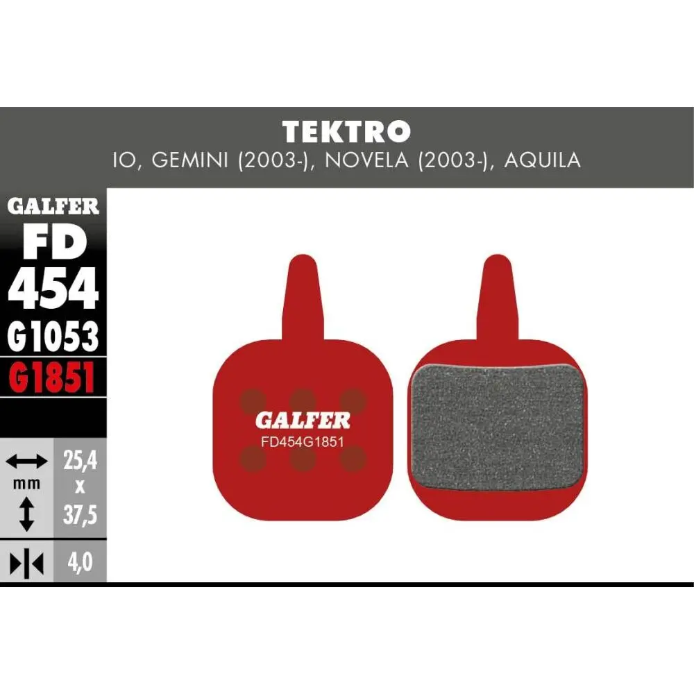 Bremsbelag Galfer Tektro Io, Gemini, Novela, Aquila