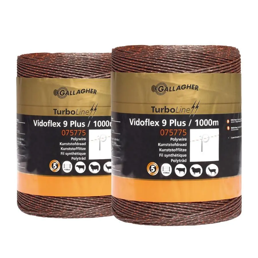 Gallagher Marron Fence Cord Vidoflex 9 Turboline Plus (X2)