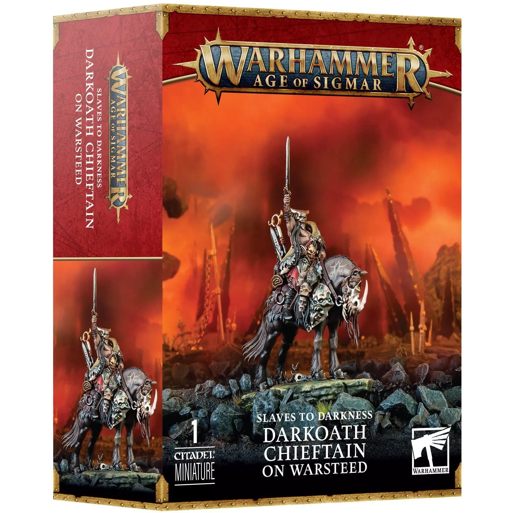 5011921204090 - Figurine Warhammer AoS - Slave to Darkness Darkoath Chieftain on Warsteed