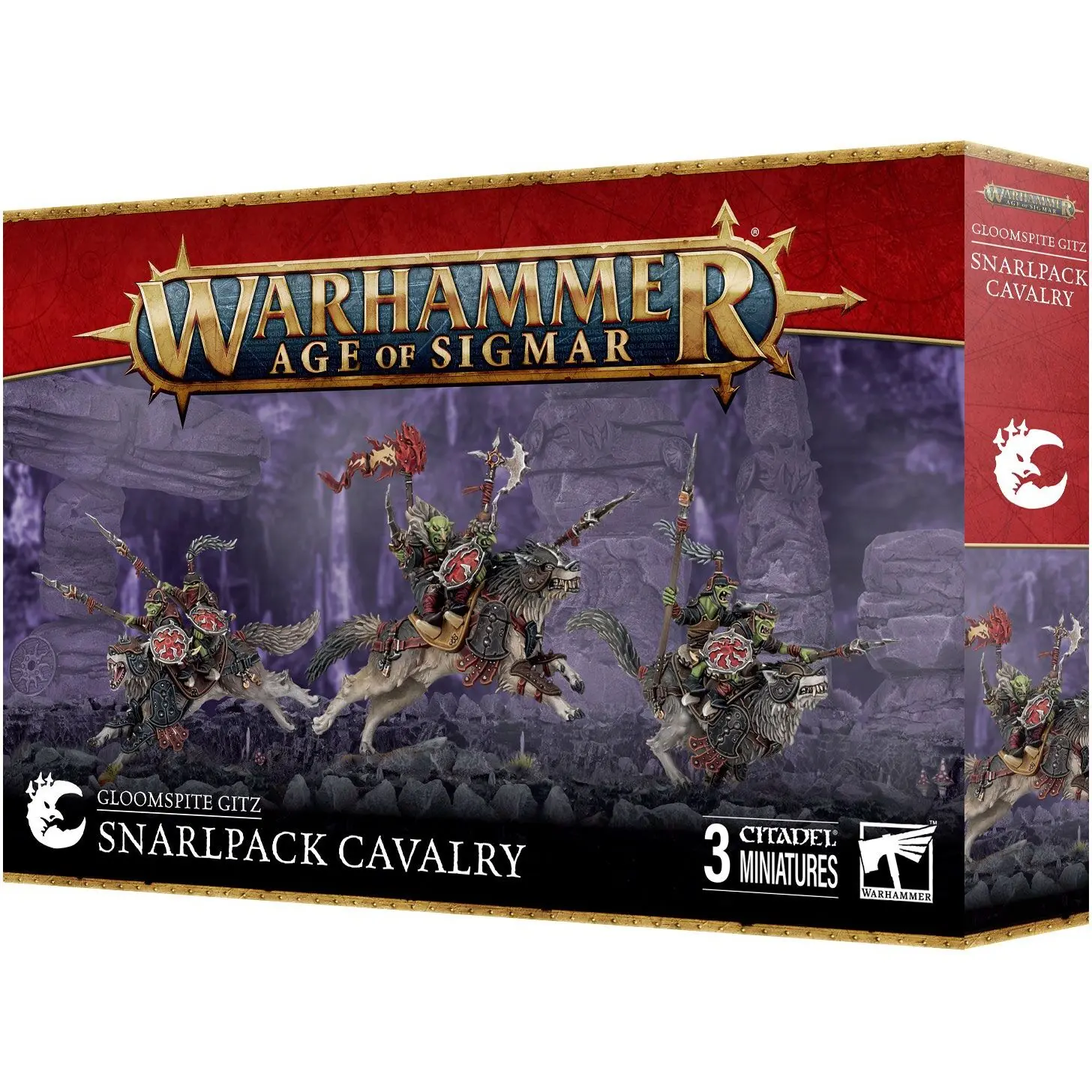 5011921225750 - Figurine Warhammer AoS - Gloomspite Gitz Cavalerie Grognemeute (x3)