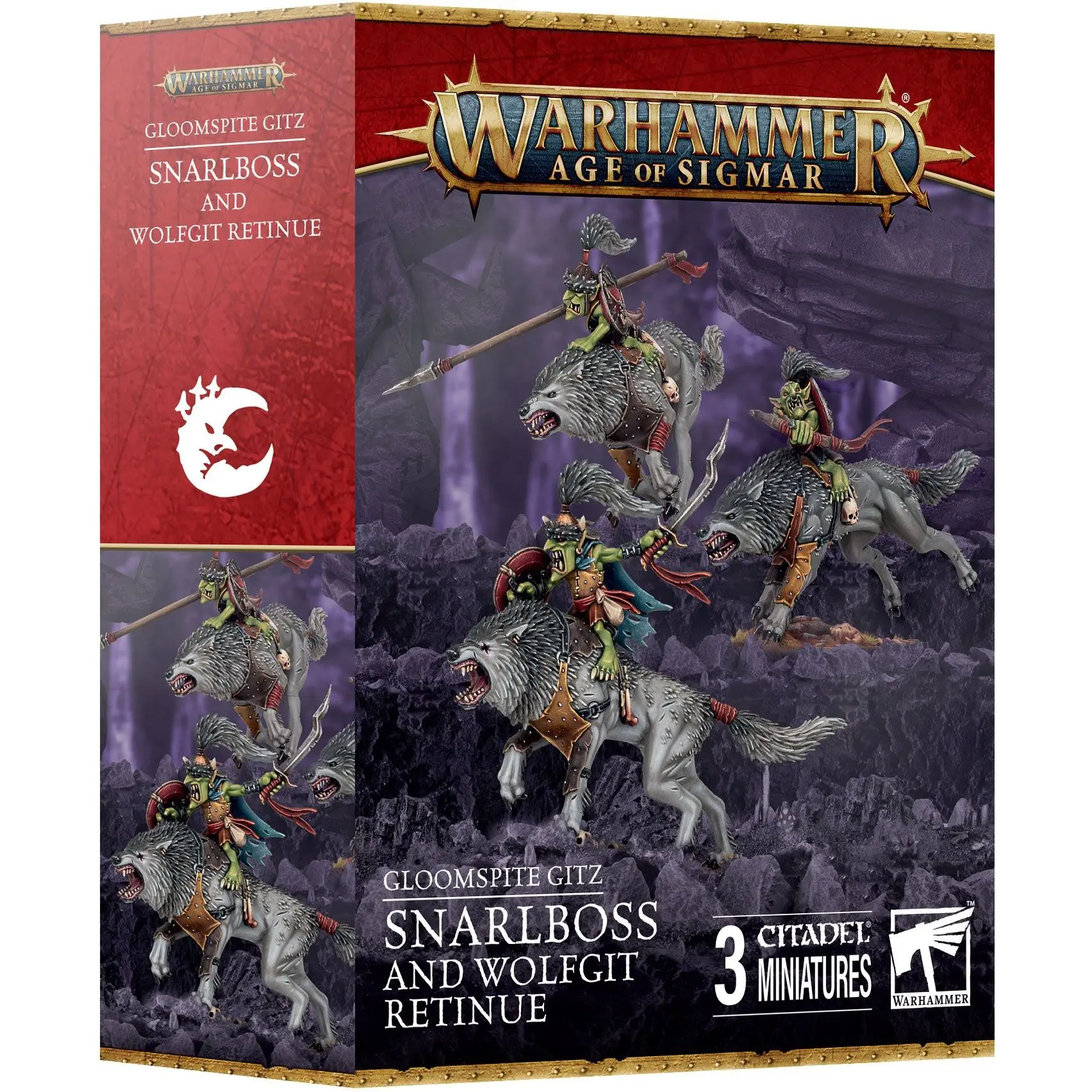 5011921254422 - Figurine Warhammer AoS - Gloomspite Gitz Grogneboss et Suite de Vils-Leus (x3)