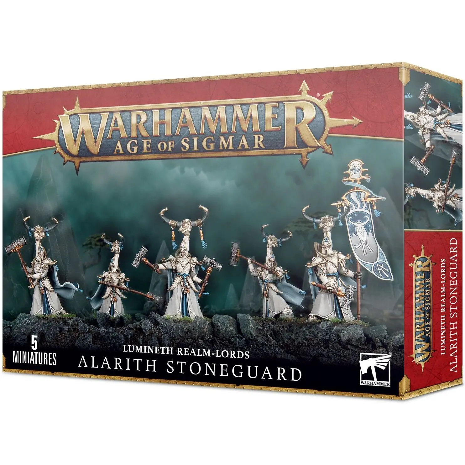 5011921137015 - Set aus 5 Figuren mit 63 Teilen Warhammer AoS - Lumineth Realm-lords Alarith StoneGuard