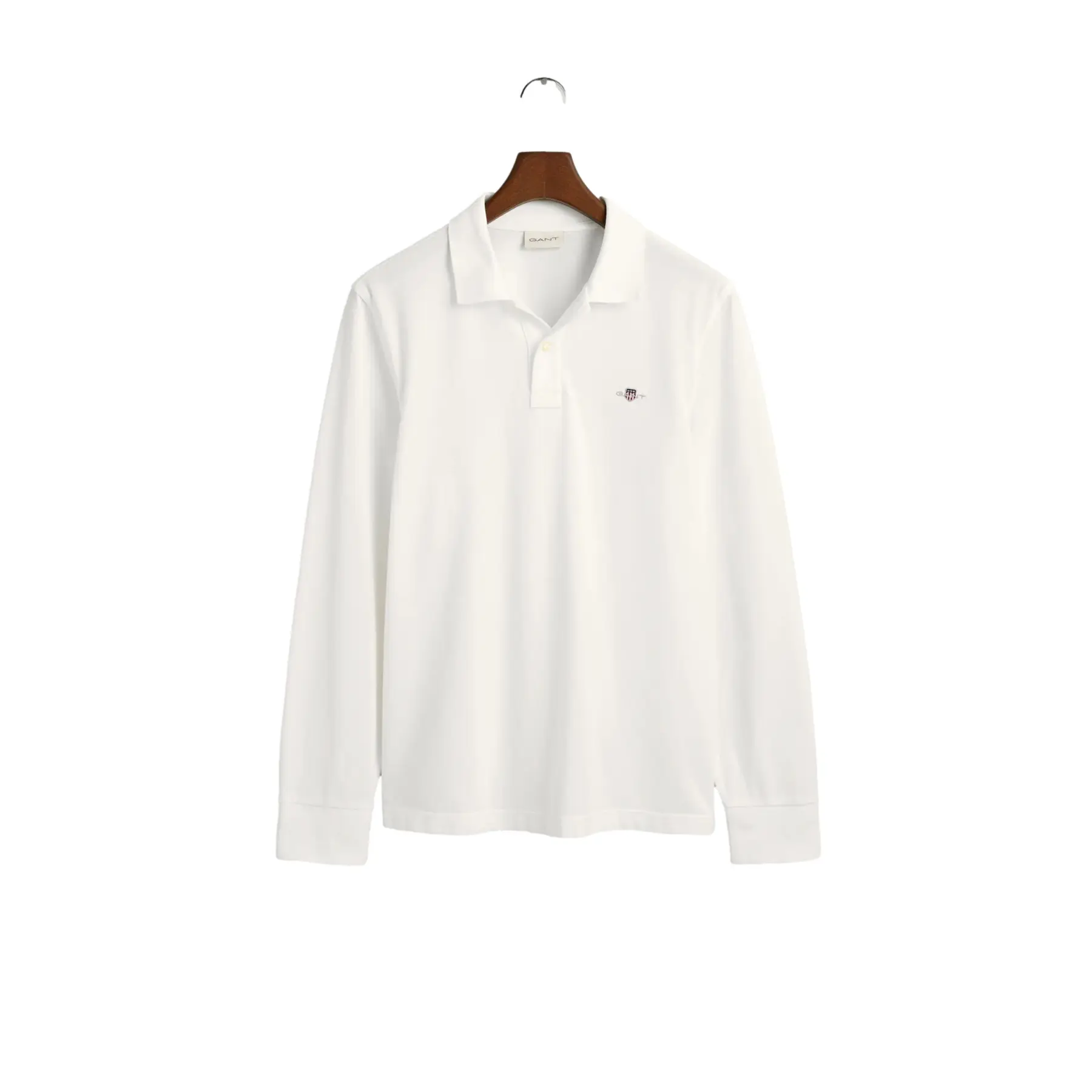 Gant Men's Blanc Long Sleeve Polo Reg Shield