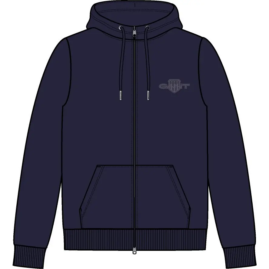 Damen Regular Zip Hoodie Gant Tonal Shield