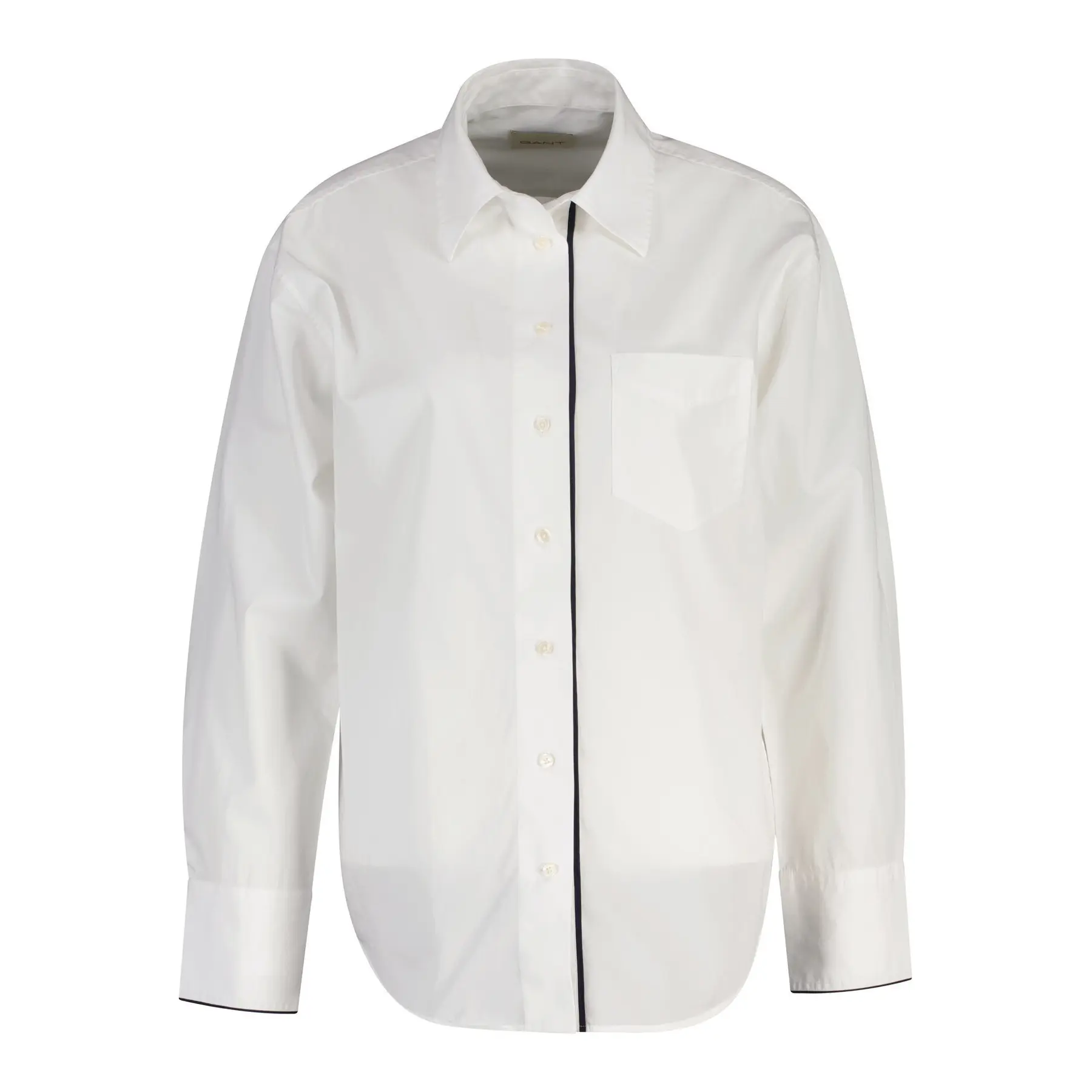 Camicia a maniche lunghe in popeline con passamaneria donna