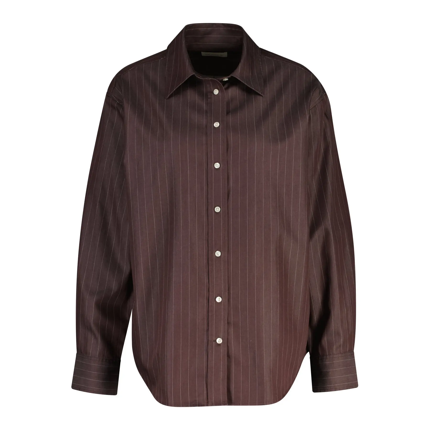 Camicia a maniche lunghe a righe in popeline donna