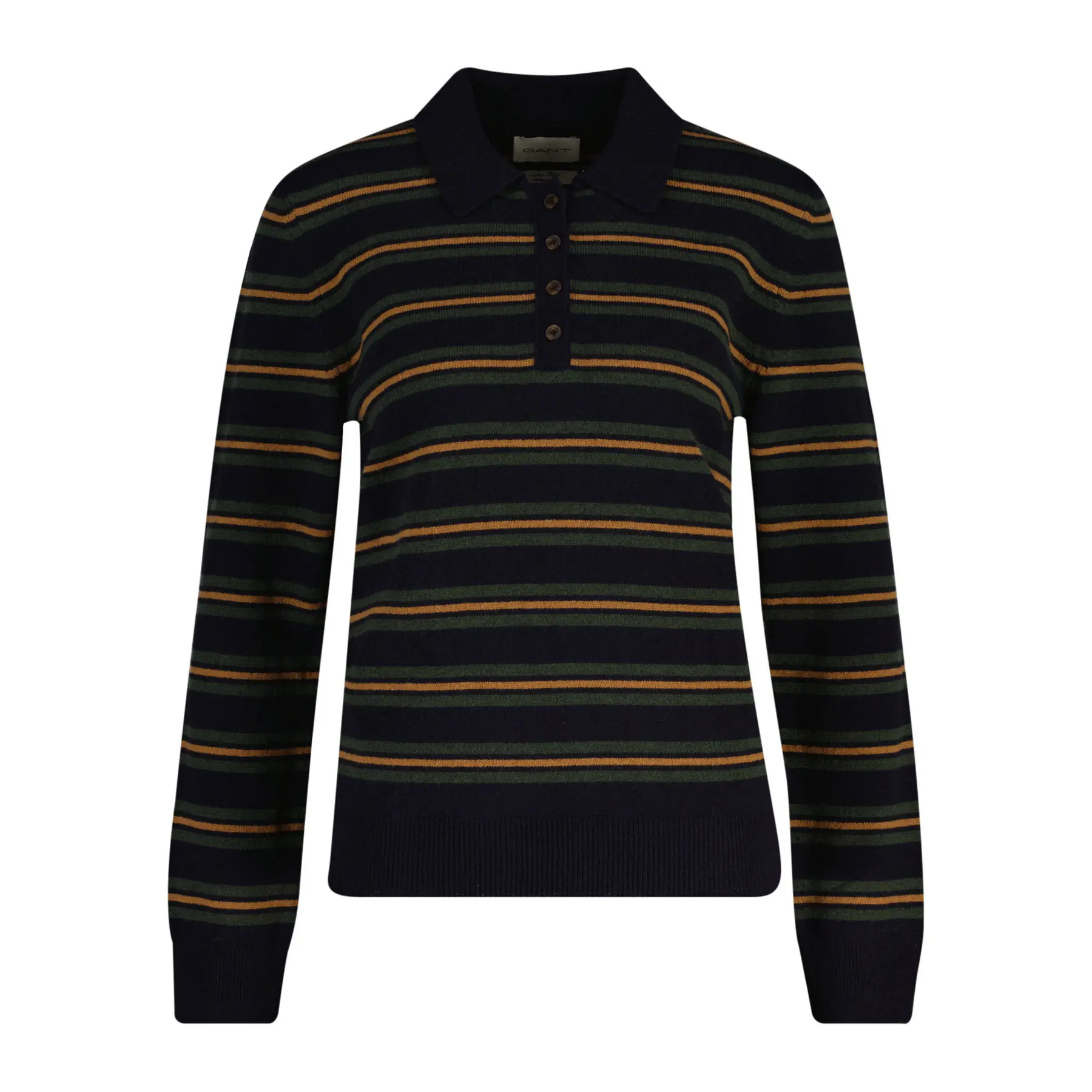 Polo a maniche lunghe a righe in lana di agnello donna  Rugger