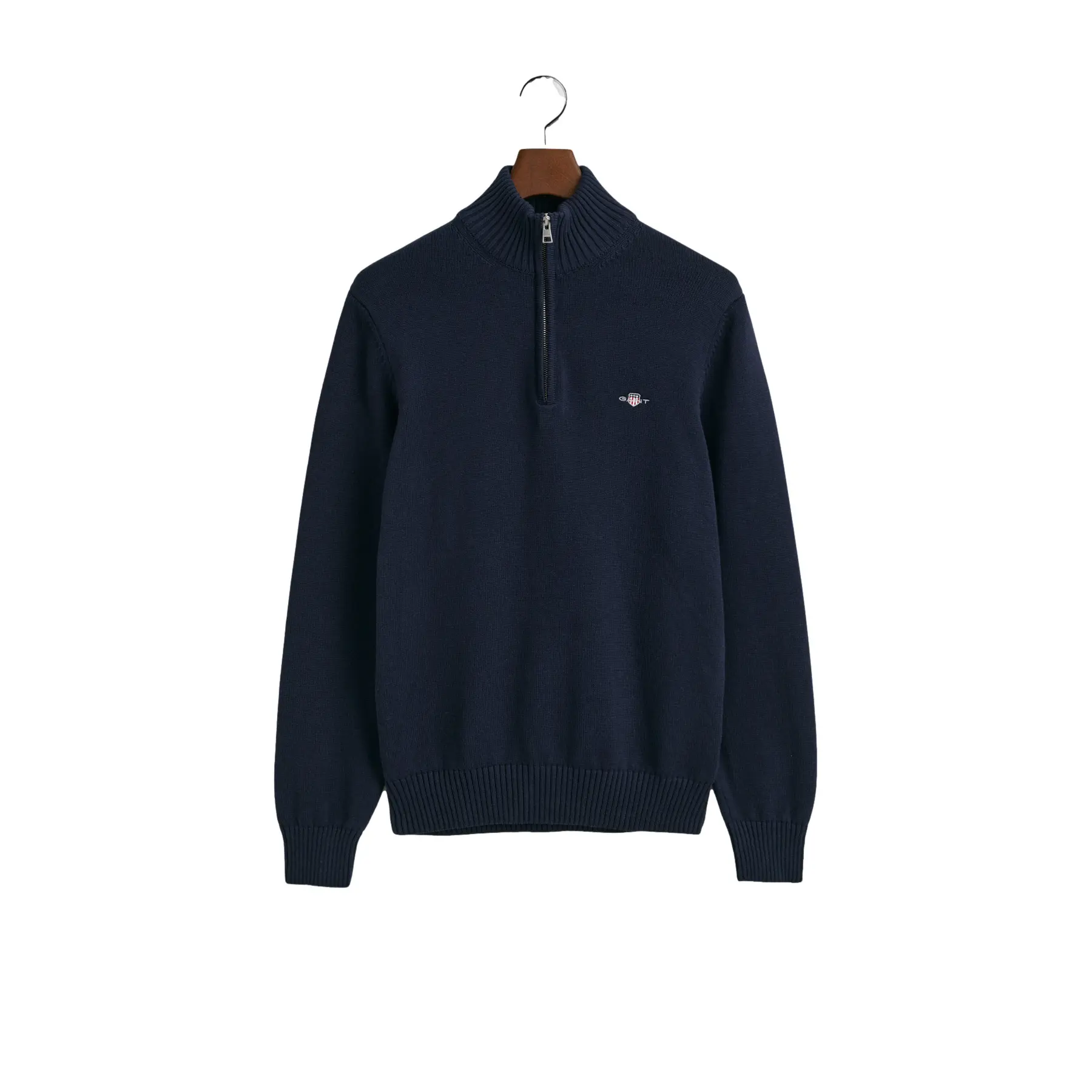 Gant Men's Bleu Half-Zip Cotton Knit Jumper