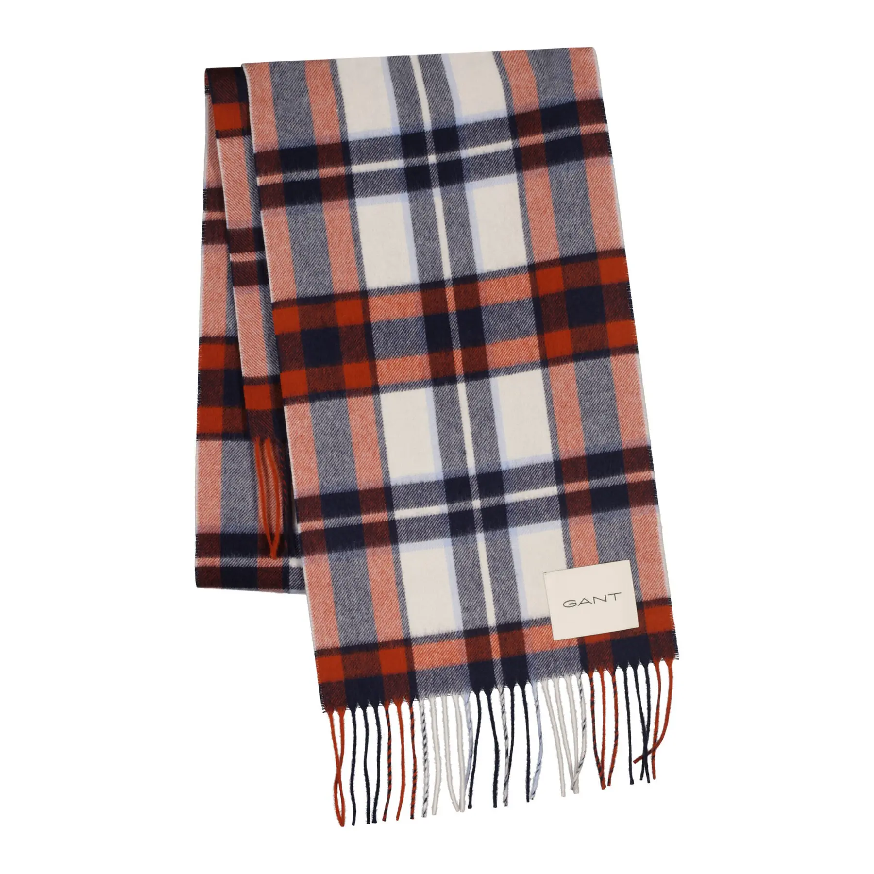 Gant Men's Marron Checked Wool Scarf