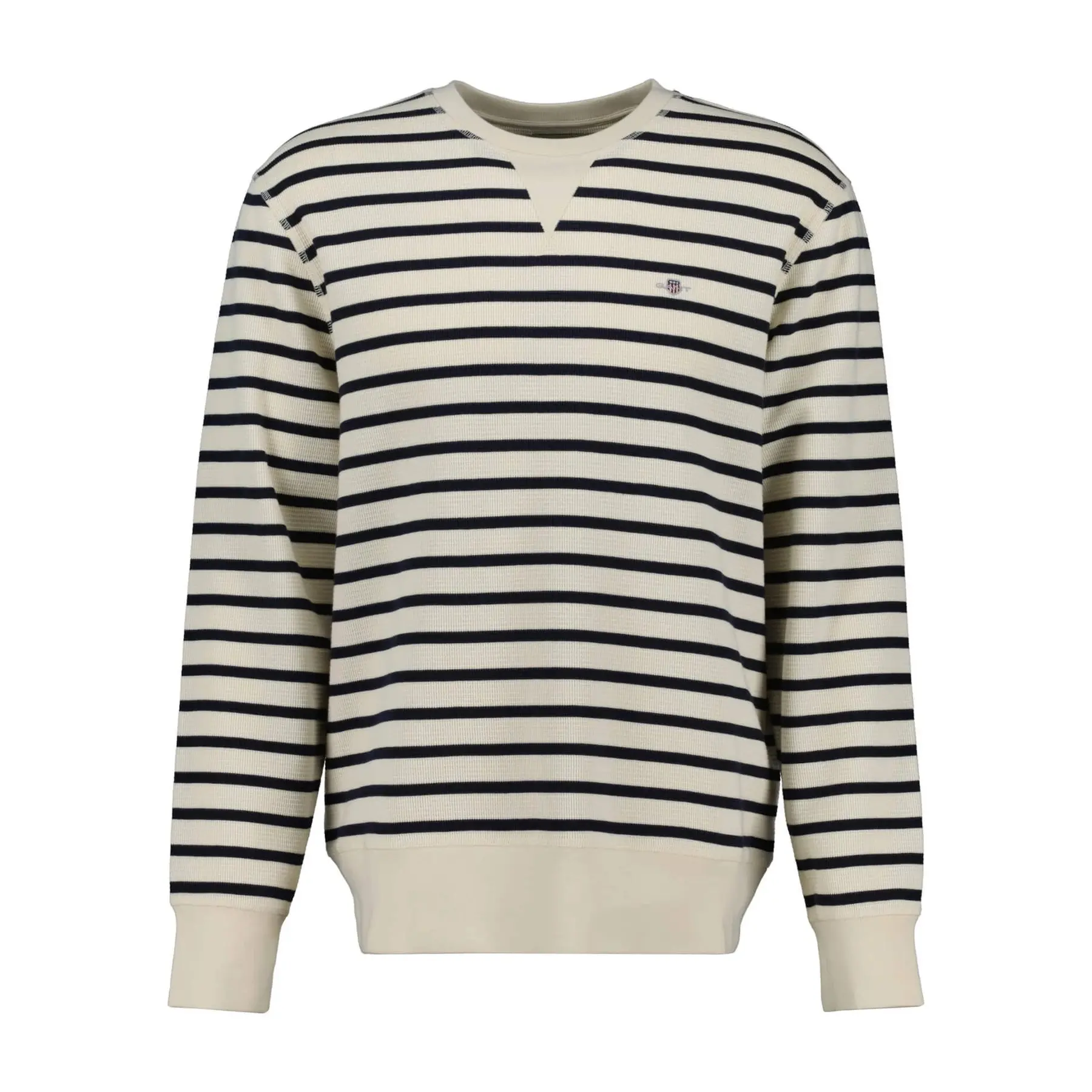 7325708288745 - Sweatshirt à col rond en maille gaufrée rayée Gant