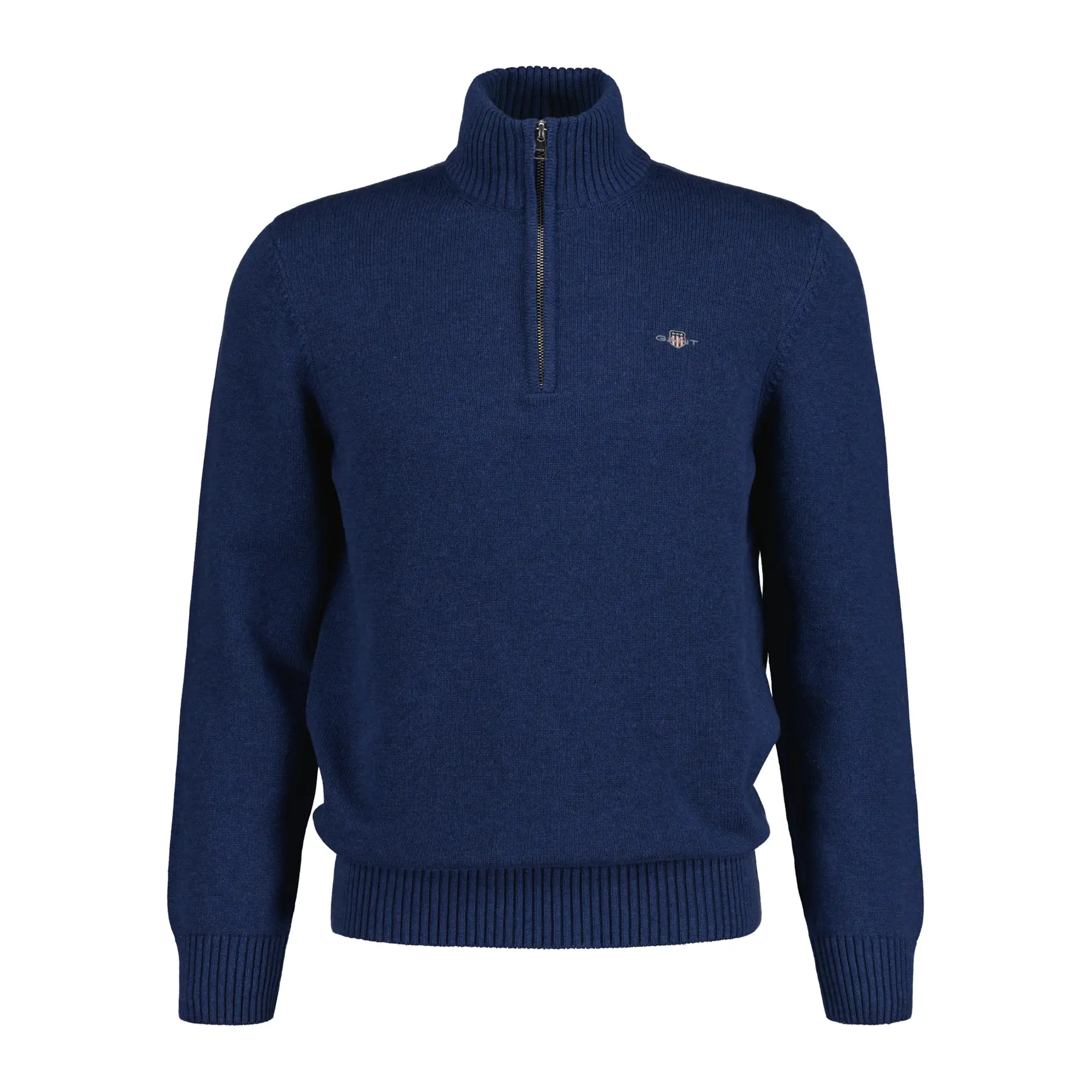 Gant Men's Bleu Half-Zip Funnel Neck Sweater Casual