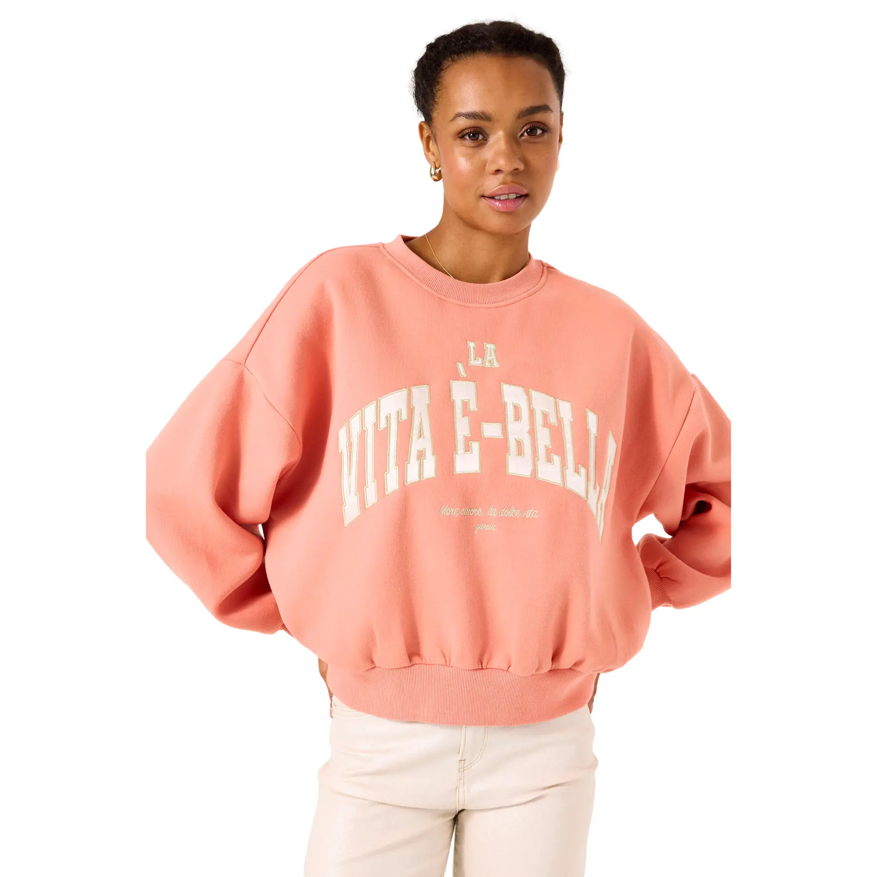 GARCIA Dames Tekst Print Trui Roze Lange mouw