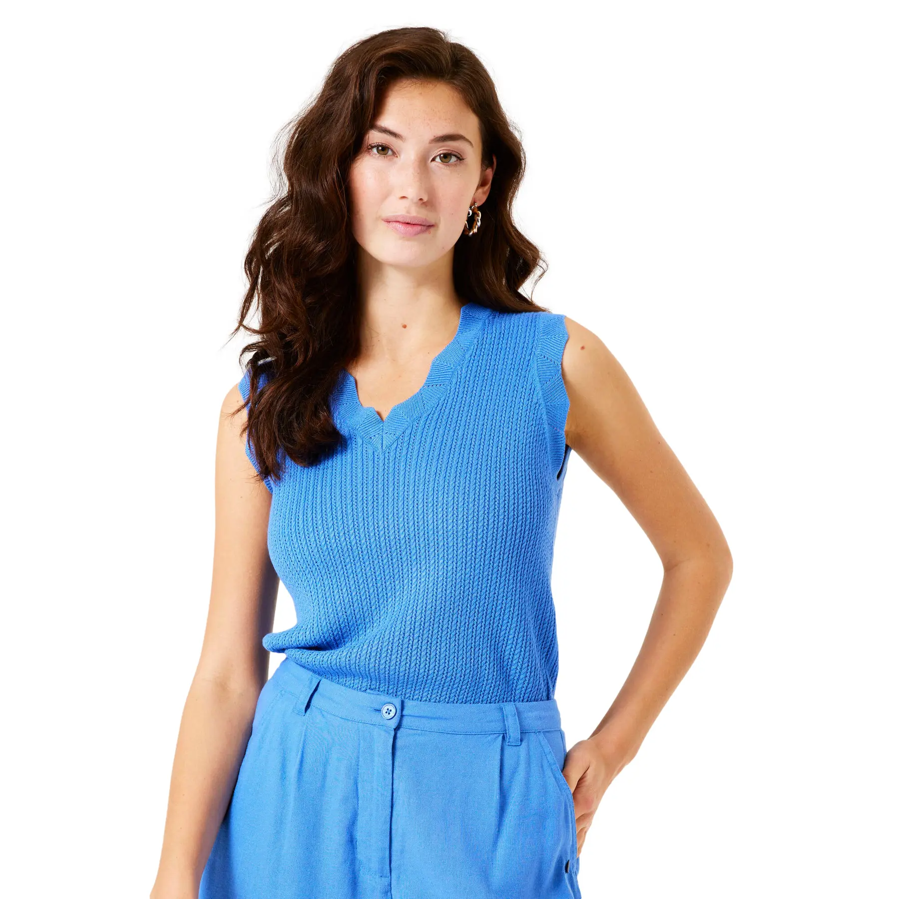Kurzarm-Viskosepullover Damen Garcia