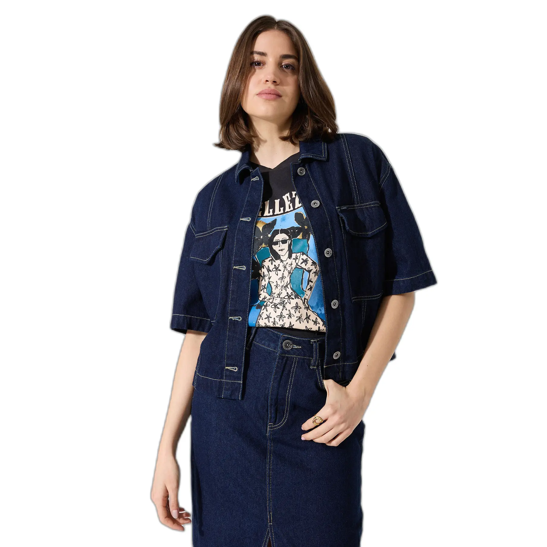 Giacca di jeans a maniche corte donna