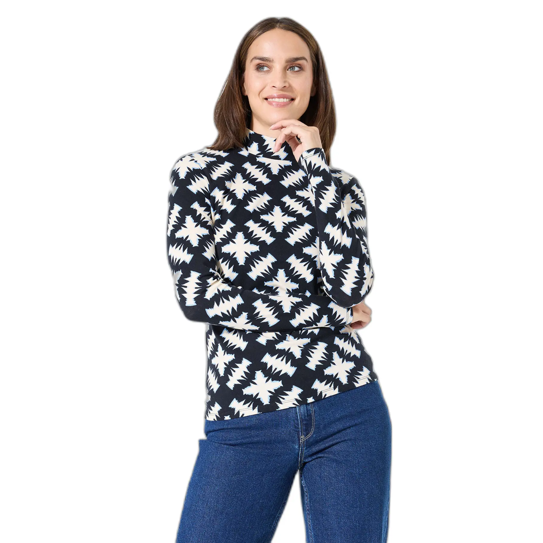 Damen Langarmshirt Mit Stehkragen Garcia