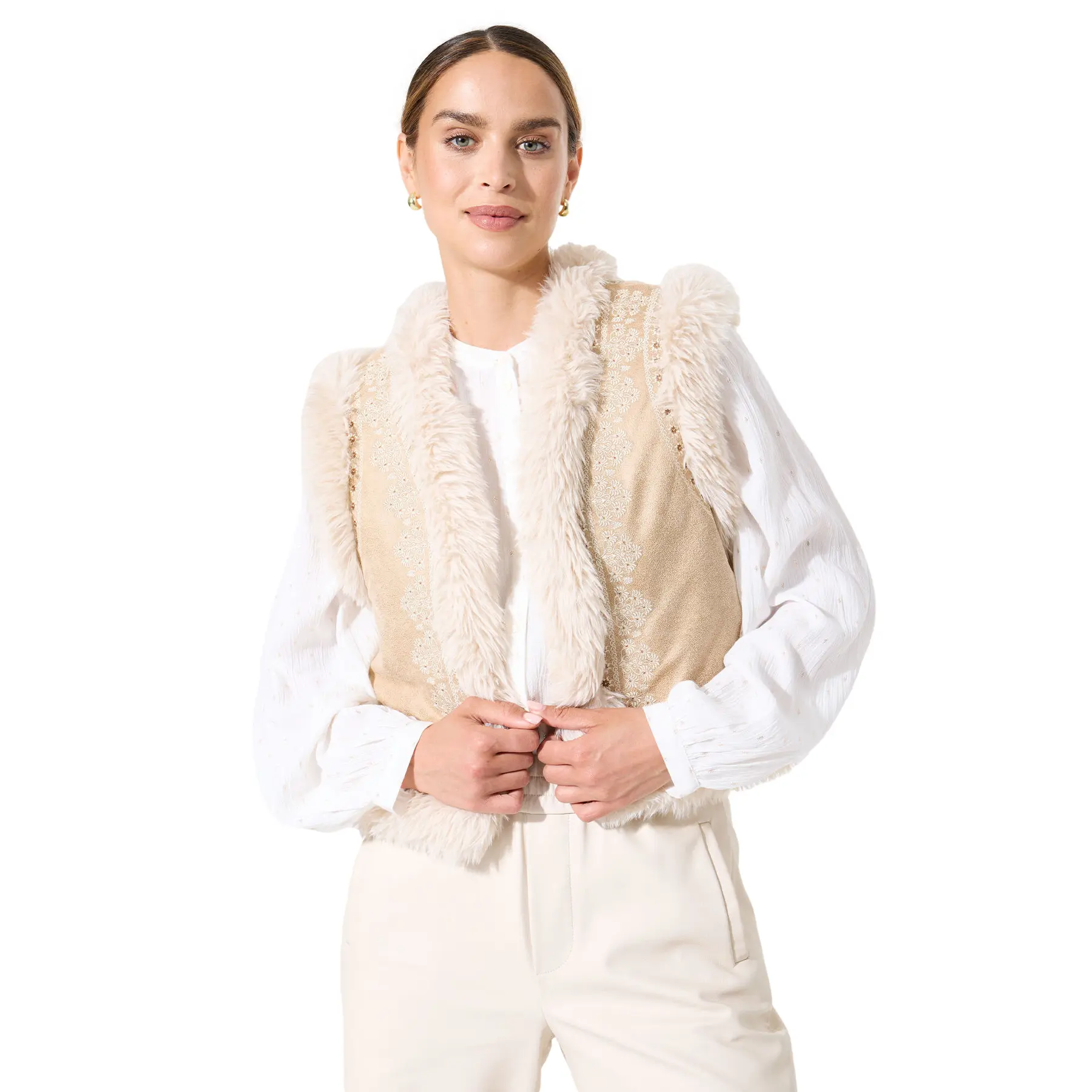 Gilet senza maniche con pelliccia donna