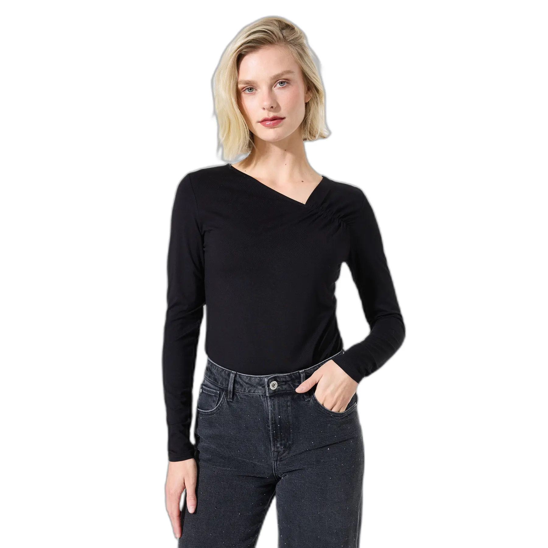 T-shirt maniche lunghe col stylish donna