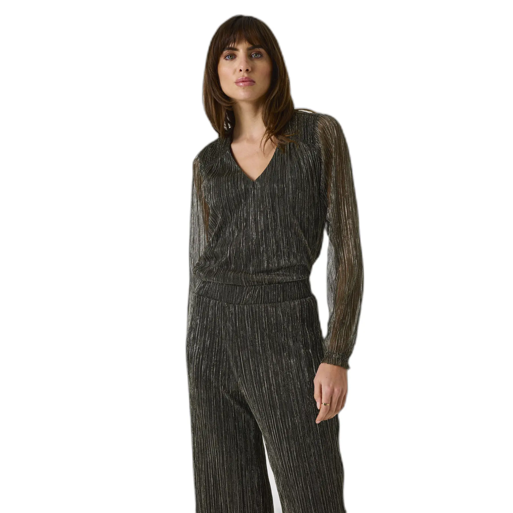 Langarmshirt Mit Faltenstoff Für Damen Garcia
