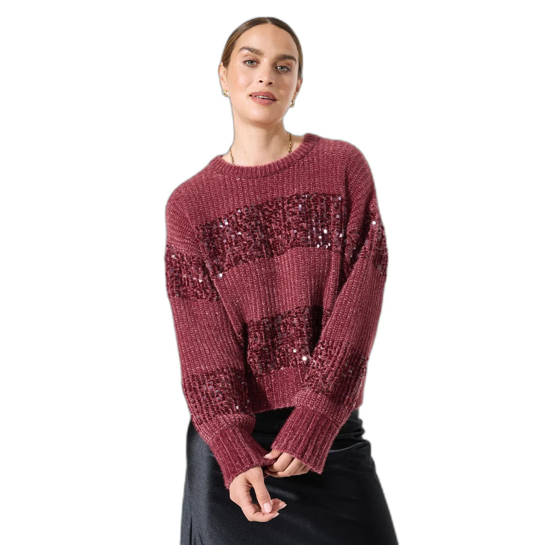 Pull En Strick Mit Horizontalen Pailletten Für Damen Garcia
