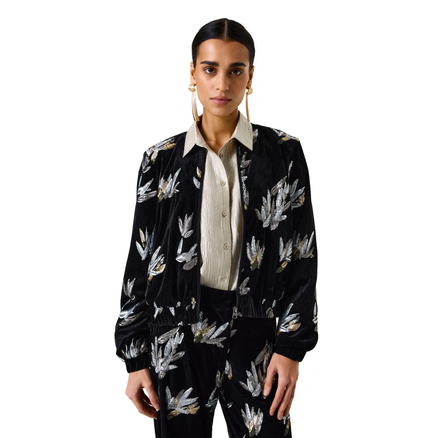 Blouson En Velours à Motifs Floraux Für Damen Garcia