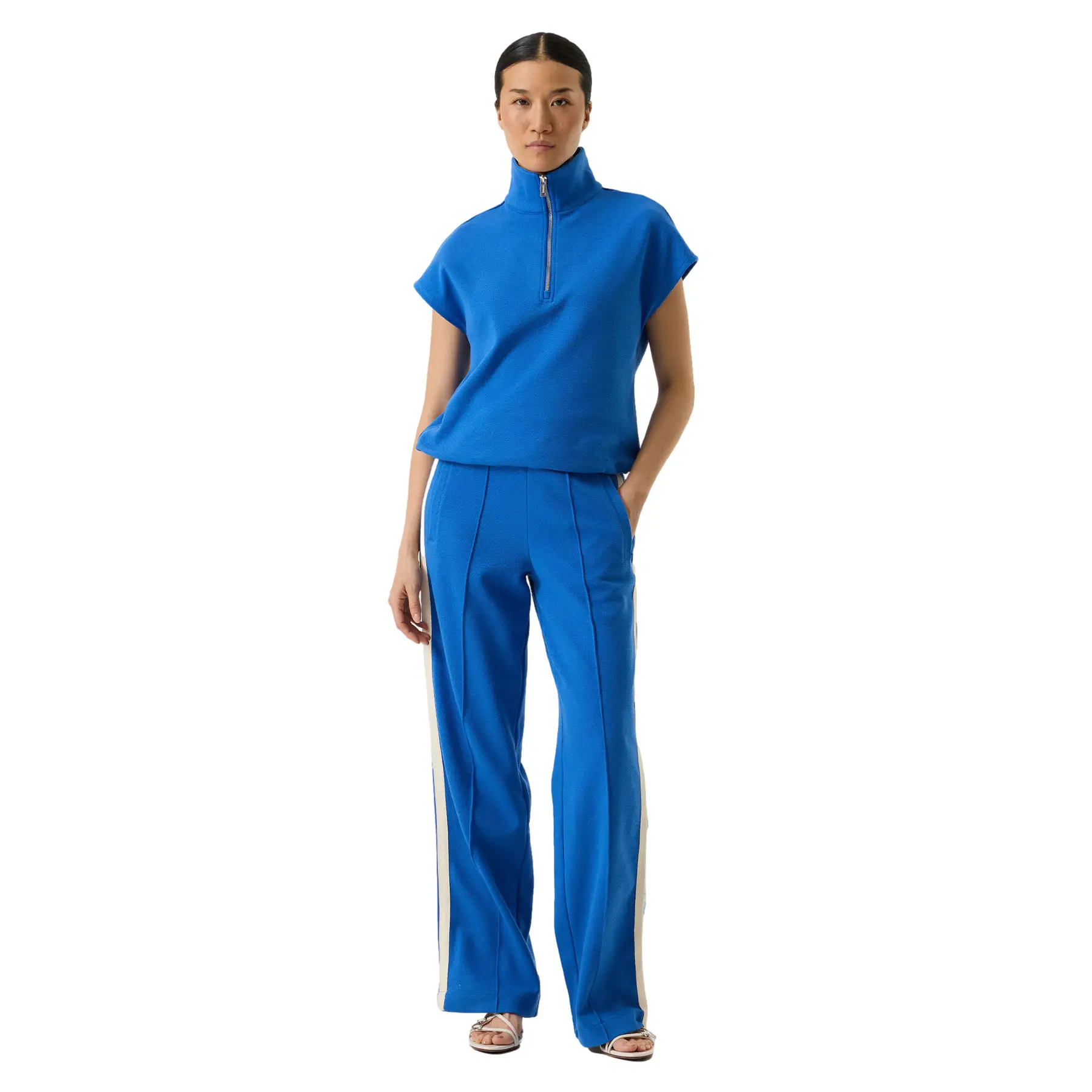 Pantaloni in twill a gamba larga donna