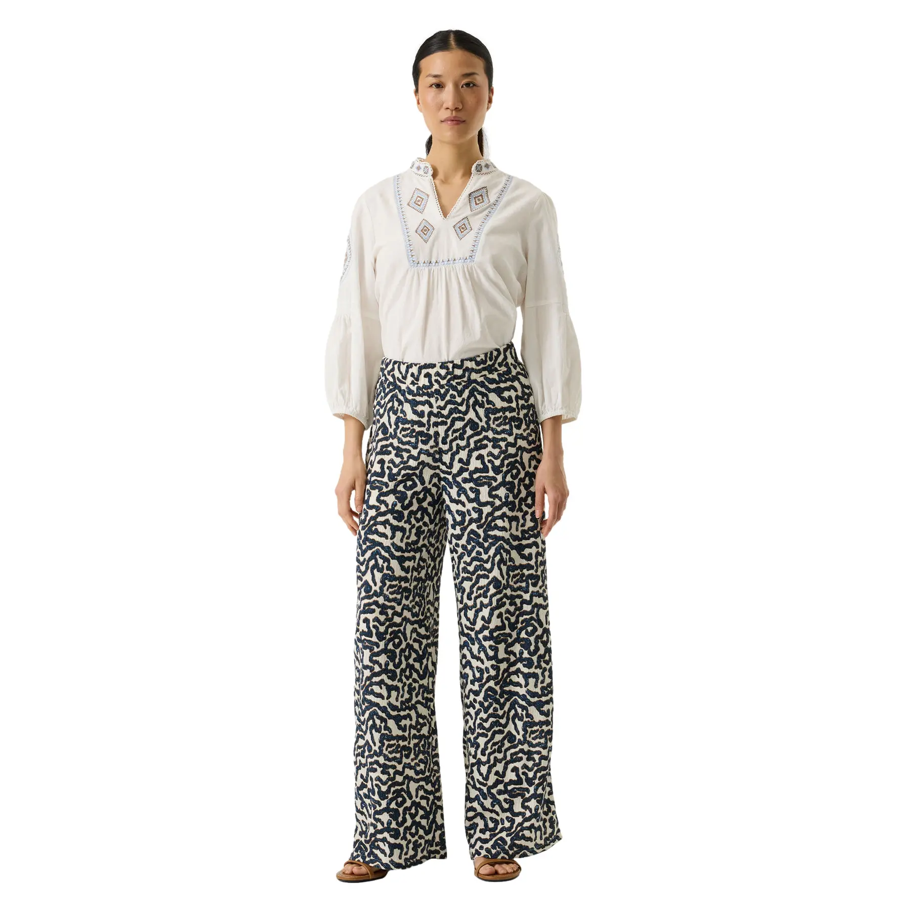 Pantaloni con stampa jacquard donna