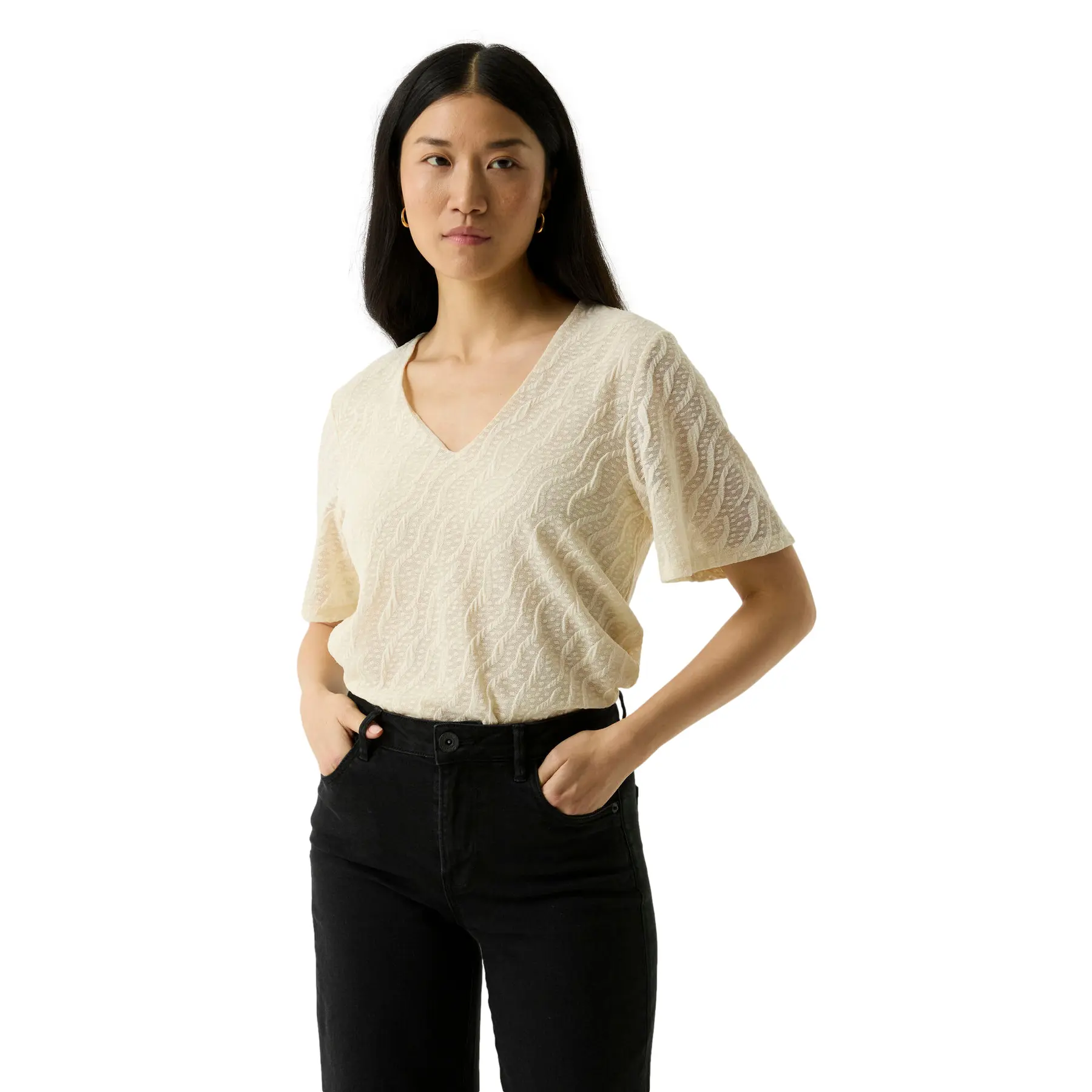 V-Ausschnitt Kurzarm T-Shirt Damen Garcia