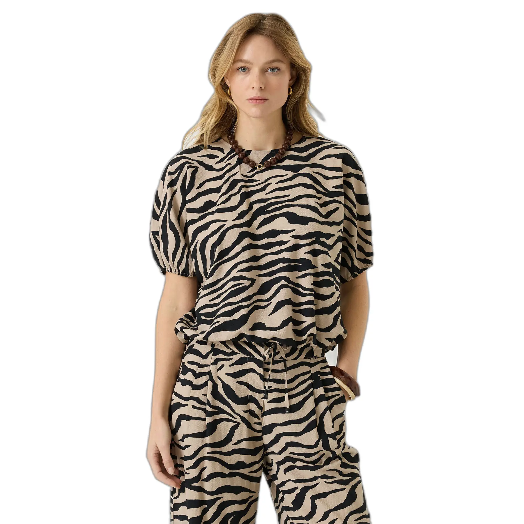 Blusa stampata maniche corte donna