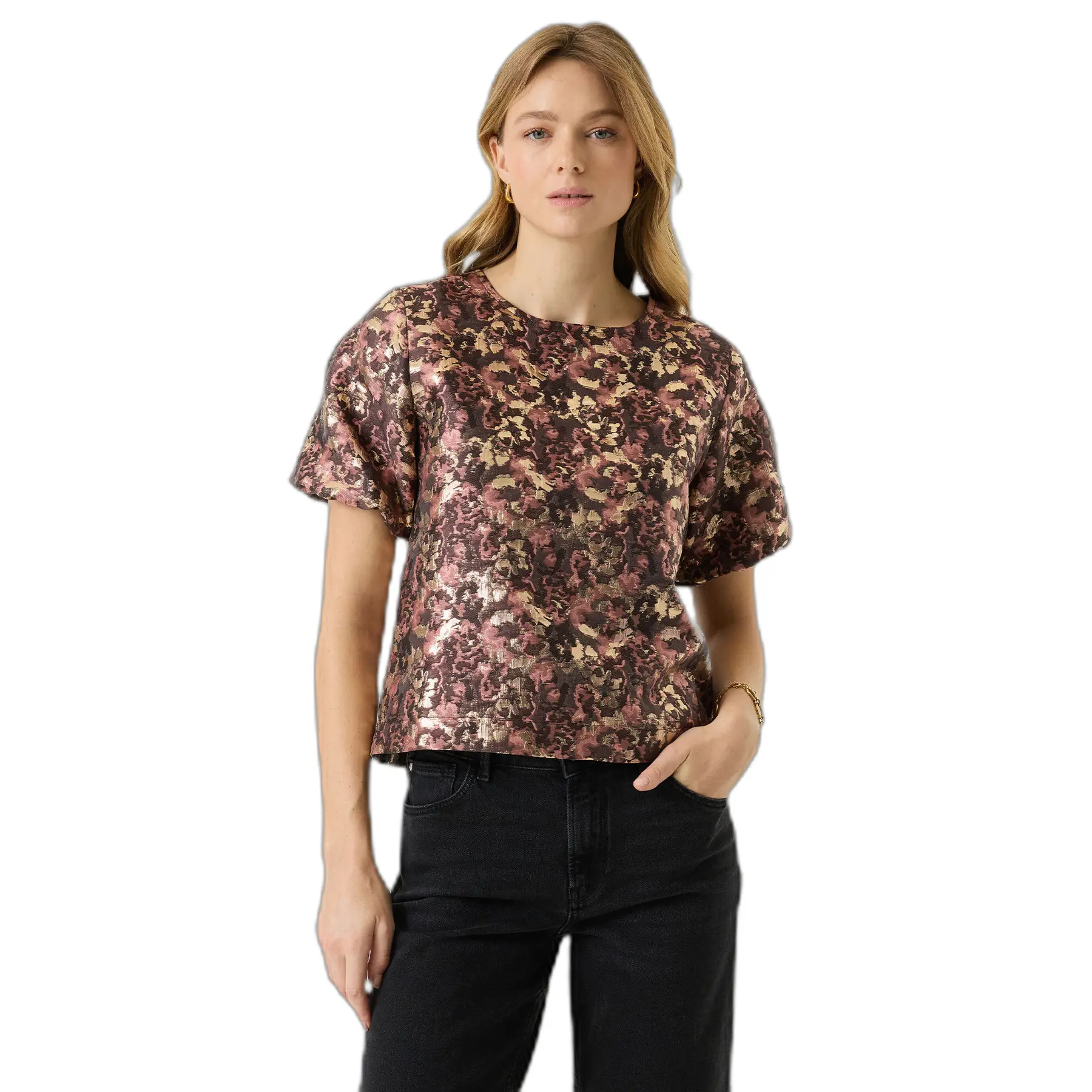 Garcia T-shirt T Shirt Met Structuur T260237 4508-coral Dust Dames Maat - 3XL