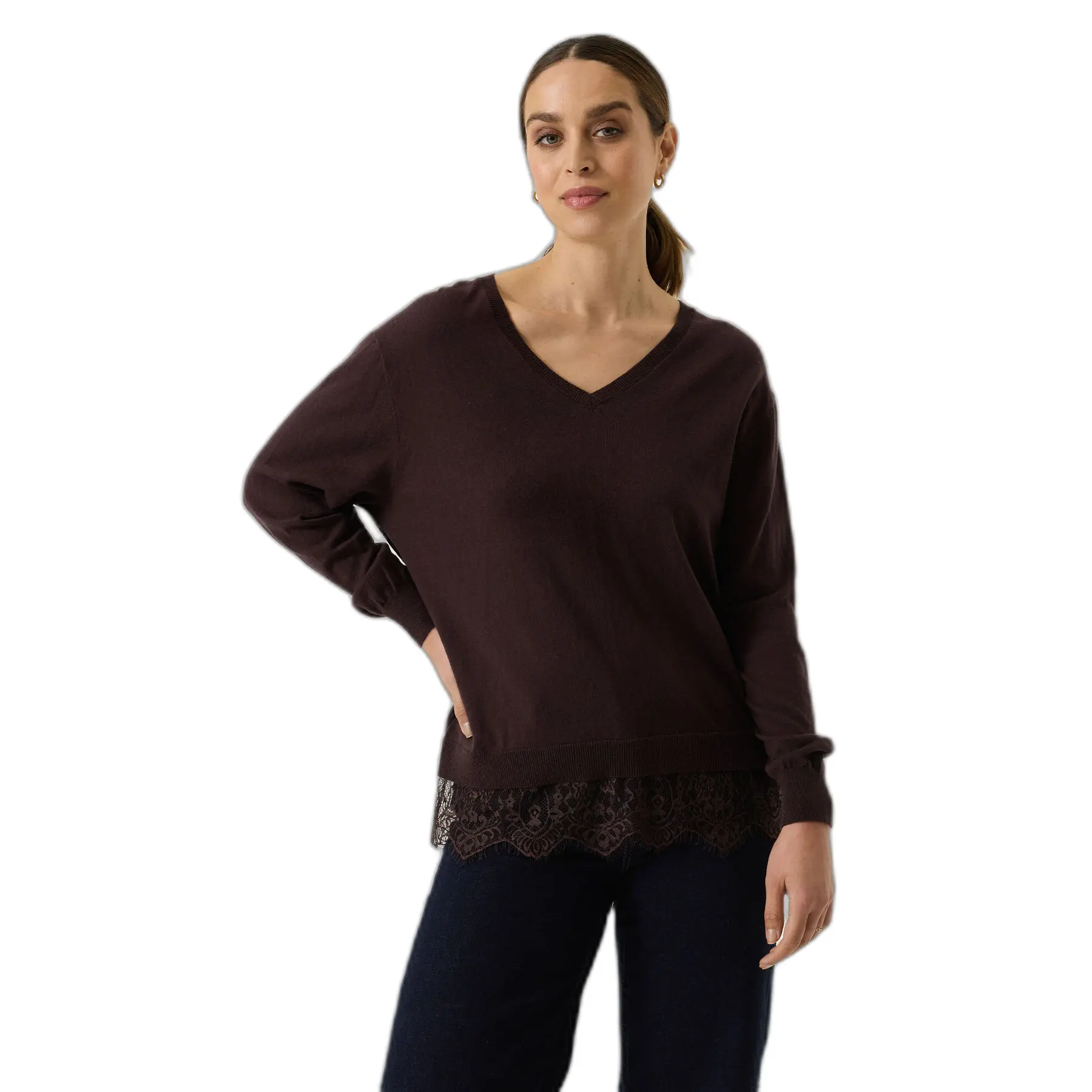 Maglione con pizzo col V donna