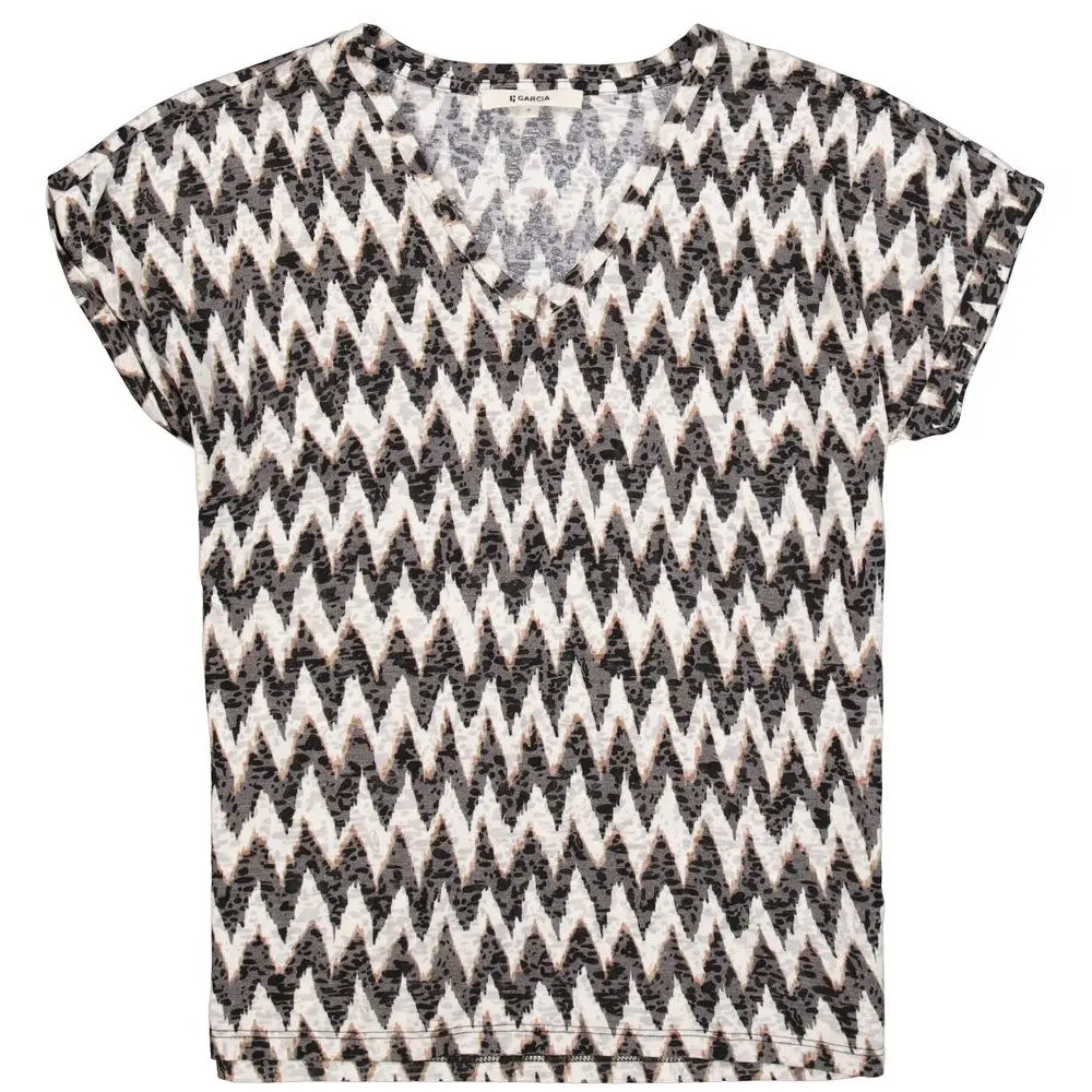 Damen T-Shirt Mit V-Ausschnitt Gedruckt Garcia