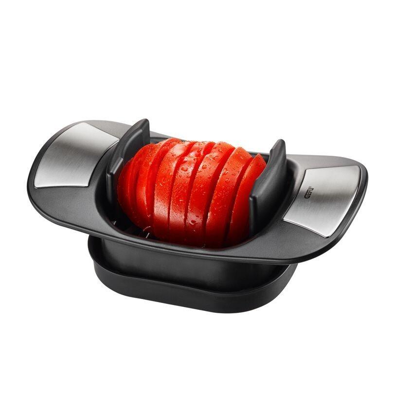 4006664123716 - Mozzarellaschneider GEFU CAPRESE schwarz B118cm H75cm L204cm Edelstahl Kunststoff Küchenschneider gezackte Spezialmesser für gleichmäßige Scheiben Edelstahl