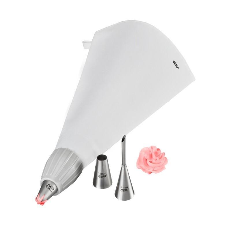 4006664143301 - Spritzbeutel GEFU DECORE SET weiß H5cm L20cm T5cm Baumwolle Edelstahl 18 10 Kunststoff Spritzbeutel verzieren von Kuchen