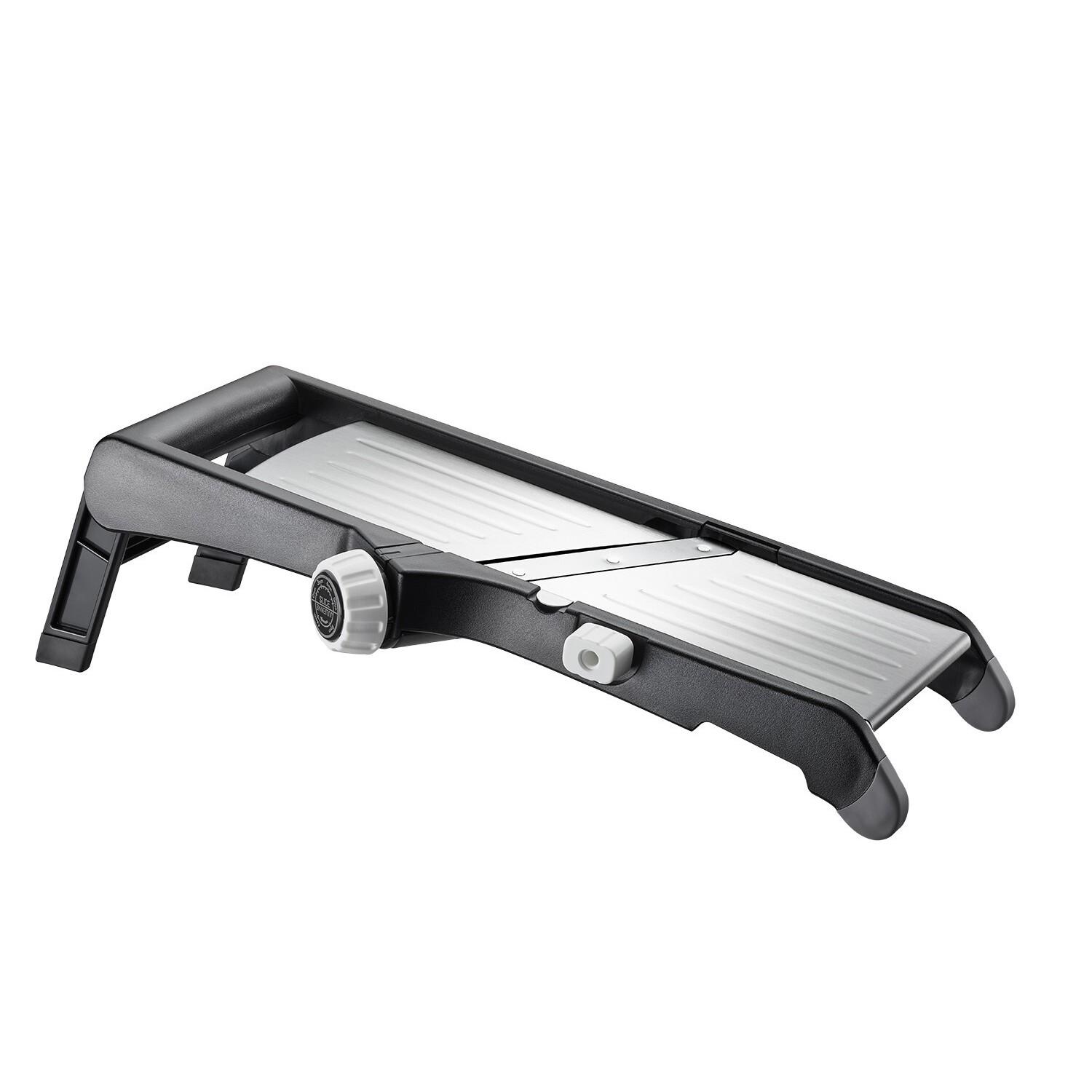 4006664894296 - Gemüsehobel Laola  Grau Schwarz  Metall Kunststoff  14x11x38 cm  mit Fingerschutz Haltestab auch für andere Obst- und Gemüsesorten