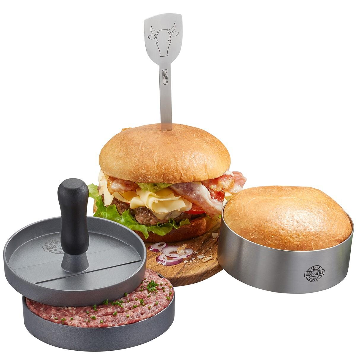 4006664894944 - Burgerpresse GEFU BBQ silber B33cm L19cm T02cm Aluminium Edelstahl Kunststoff Küchenpressen hochwertiges Edelstahl-Set für perfekte Burger einfach zu handhaben 4006664894944 - Burgerpresse GEFU BBQ silber B33cm L19cm T02cm Aluminium Edelstahl Kunststoff Küchenpressen hochwertiges Edelstahl-Set für perfekte Burger einfach zu handhaben