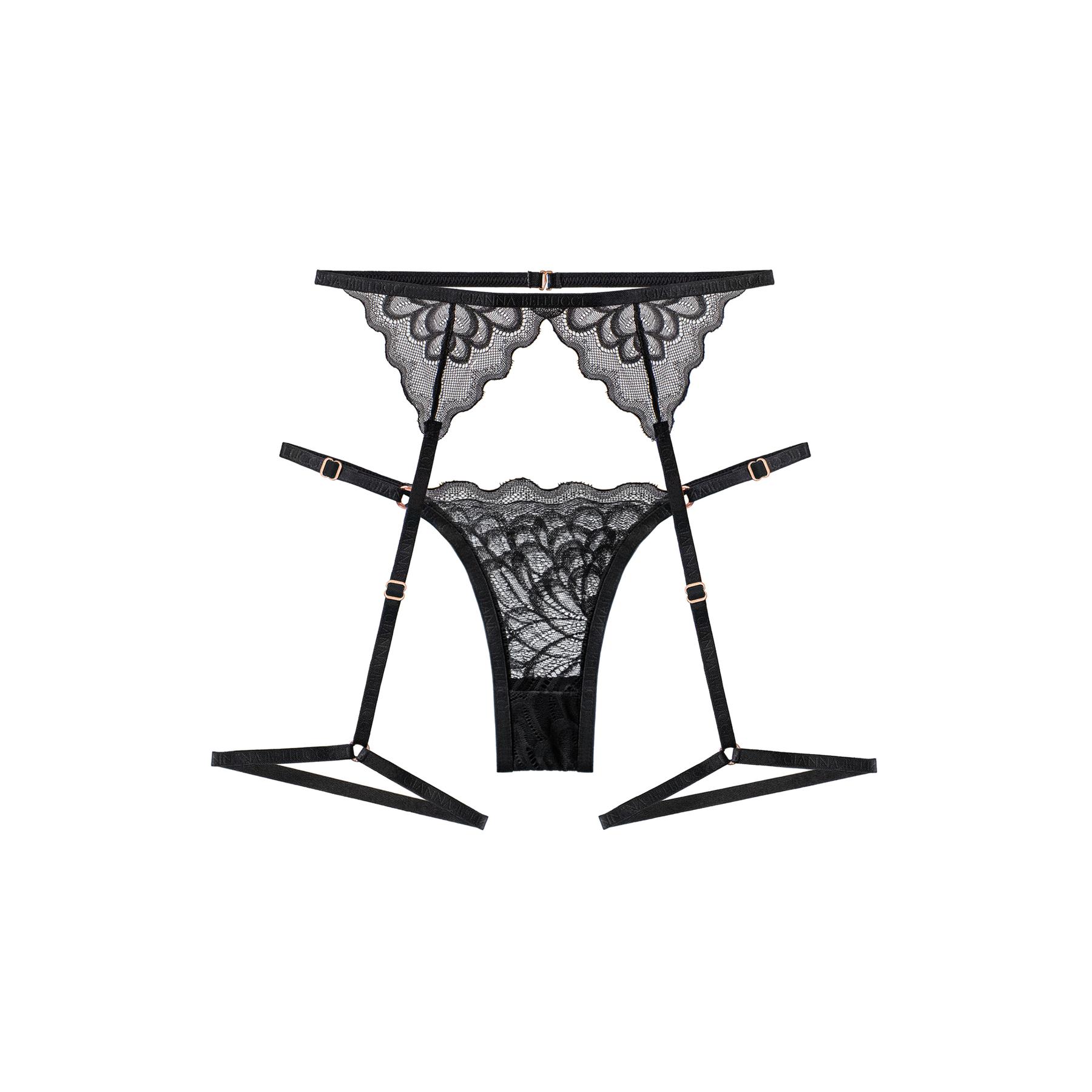 3831128603494 - 2-teiliges Set mit String und Strumpfhalter für Damen Andrea